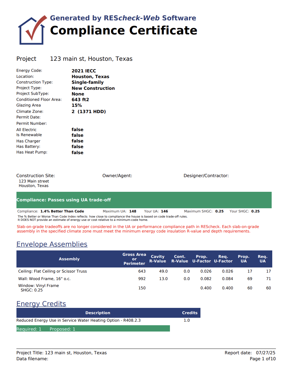 Sample REScheck Report