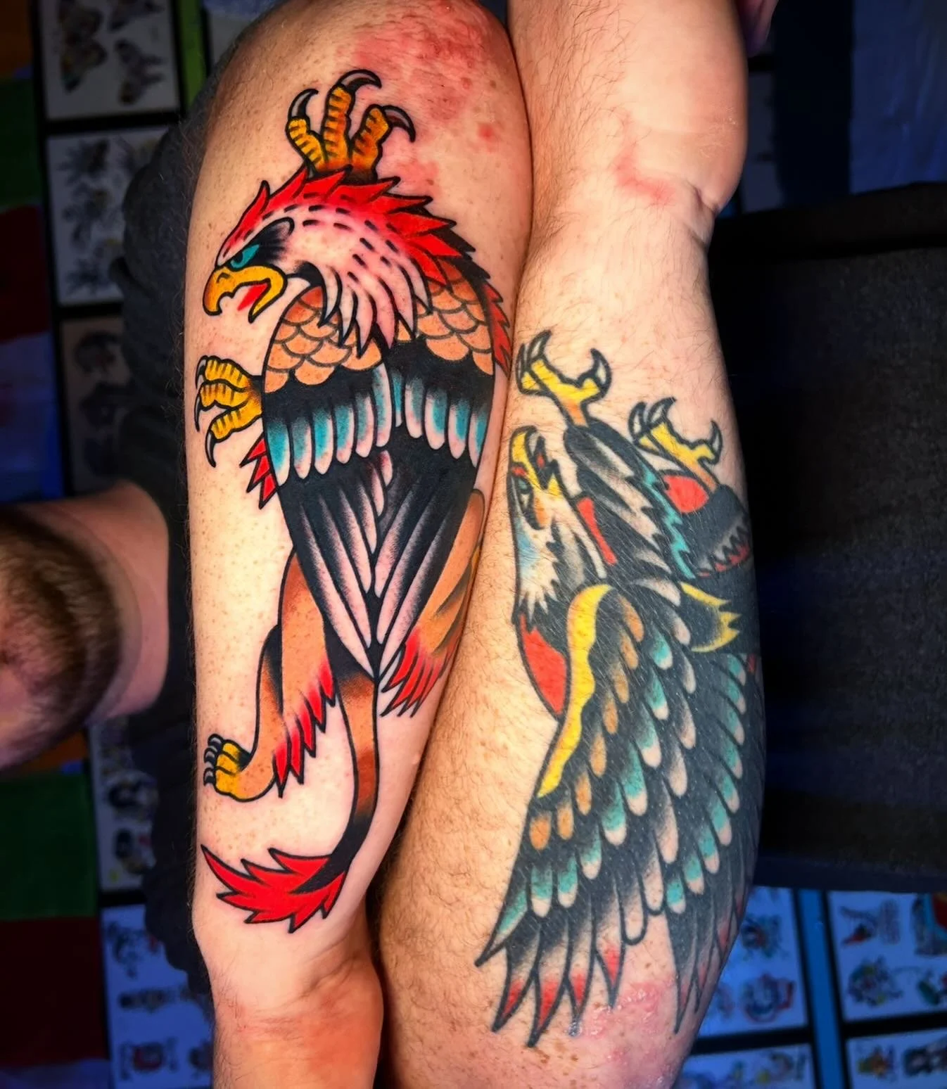 ⬅️ a few minutes old/ ➡️ a few years old, thank you again Nathan for getting tattooed!! @sweetandsourtattoo @amigosmfg @kingpintattoosupply #kingpintattoosupply