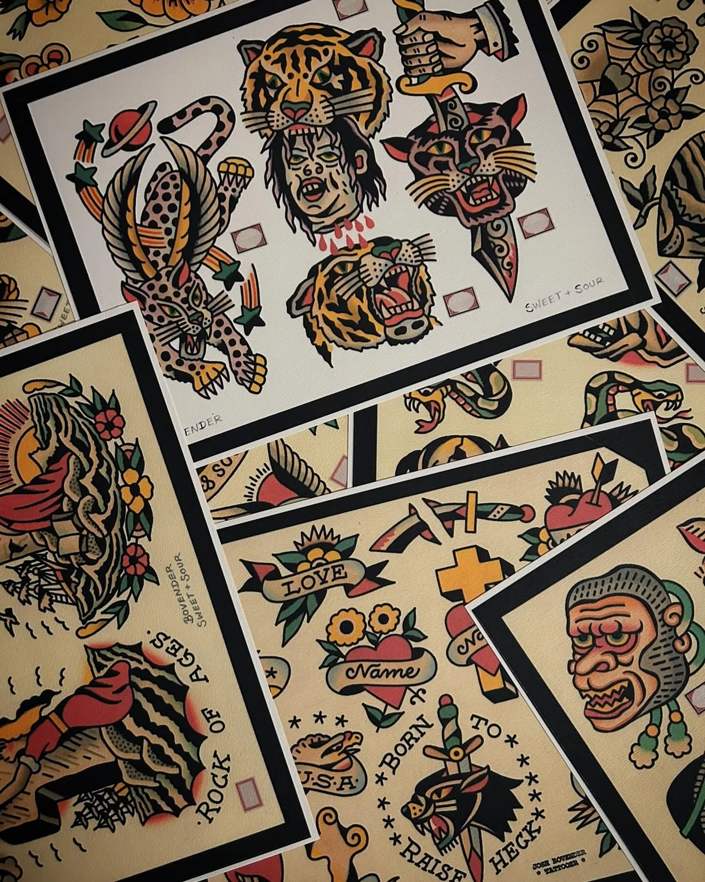 I have 10 NEW PRINTS available RIGHT NOW at SWEETNSOURTATTOO.COM (link is in my bio) now with FREE SHIPPING in the USA on all orders of $50 or more!! HOLY CRAP!!!!!!!!!!!!!! @sweetandsourtattoo