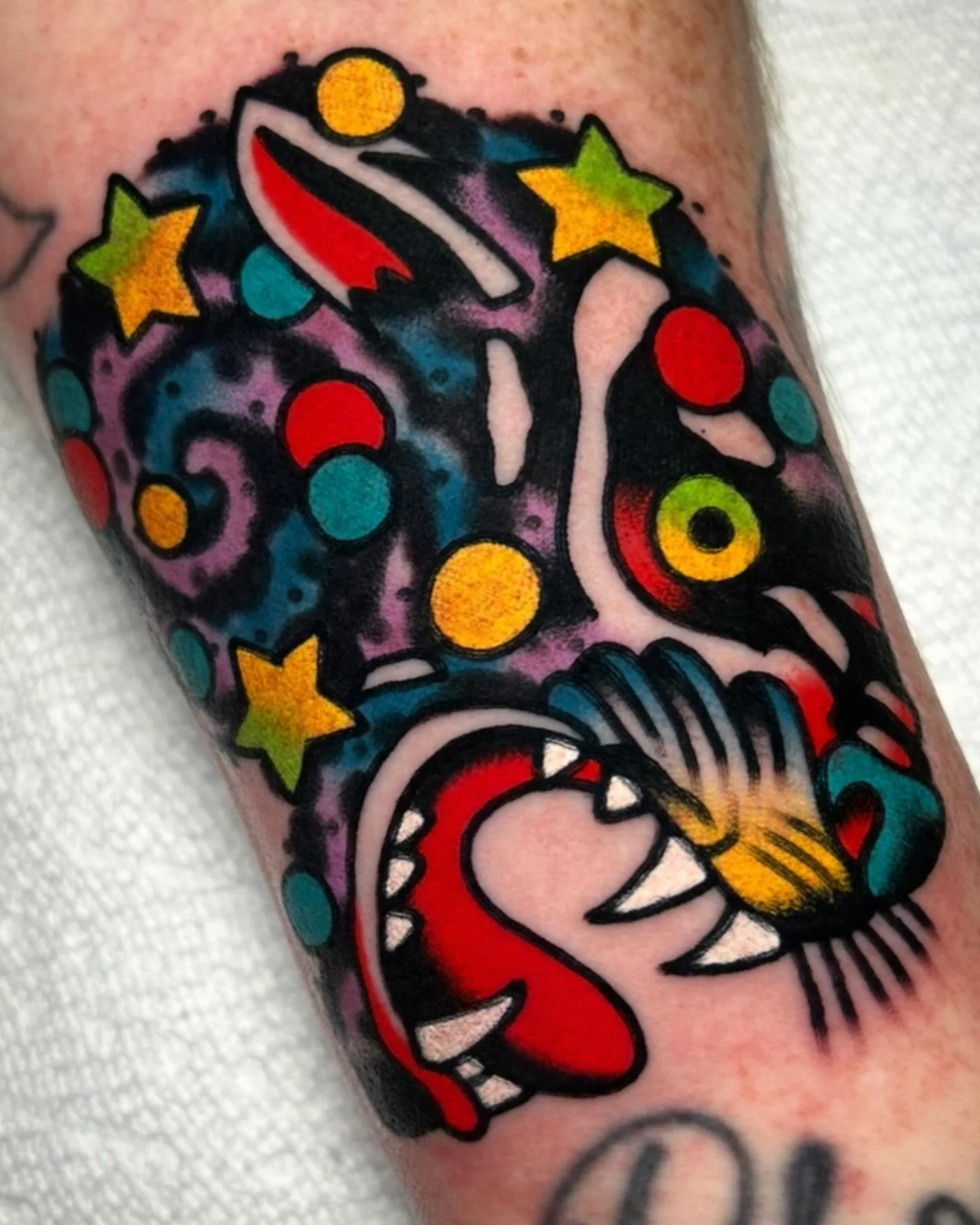 Thank you Levi for visiting the Sweet &amp; Sour SPACE STATION today!! I&rsquo;ve got lots of free SPACE left January-March of 2026! Use the &lsquo;Book Now&rsquo; button in my bio to get tattooed :) We also have a few machines ready to ship from @am