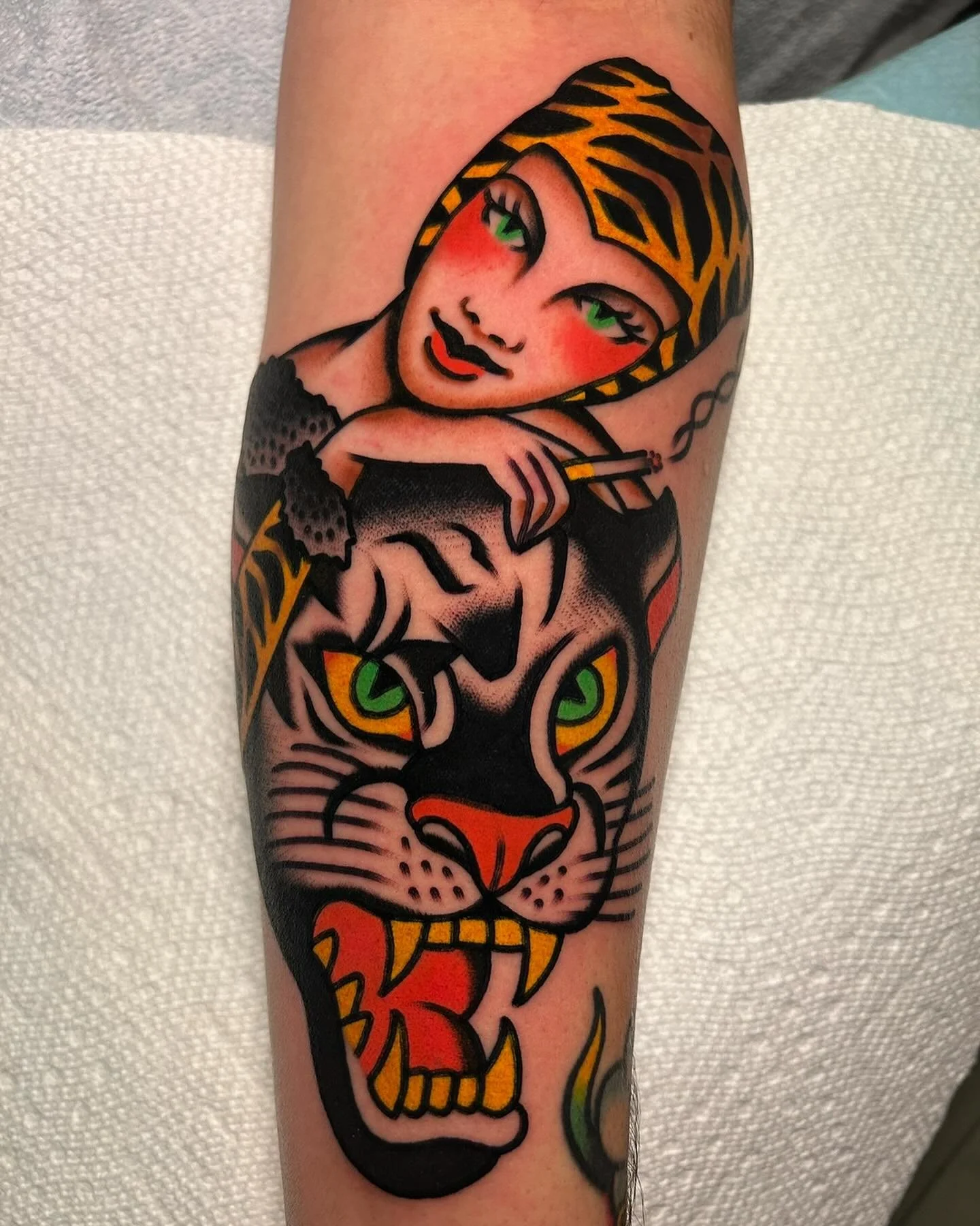 Tattooed this for my friend Nathan yesterday beside some heaters by my work husband @suarezism Thanks again Nathan!!! Done at the tat temple @sweetandsourtattoo with @amigosmfg coil machines and @kingpintattoosupply needles and tubes ❤️❤️❤️ #kingpint