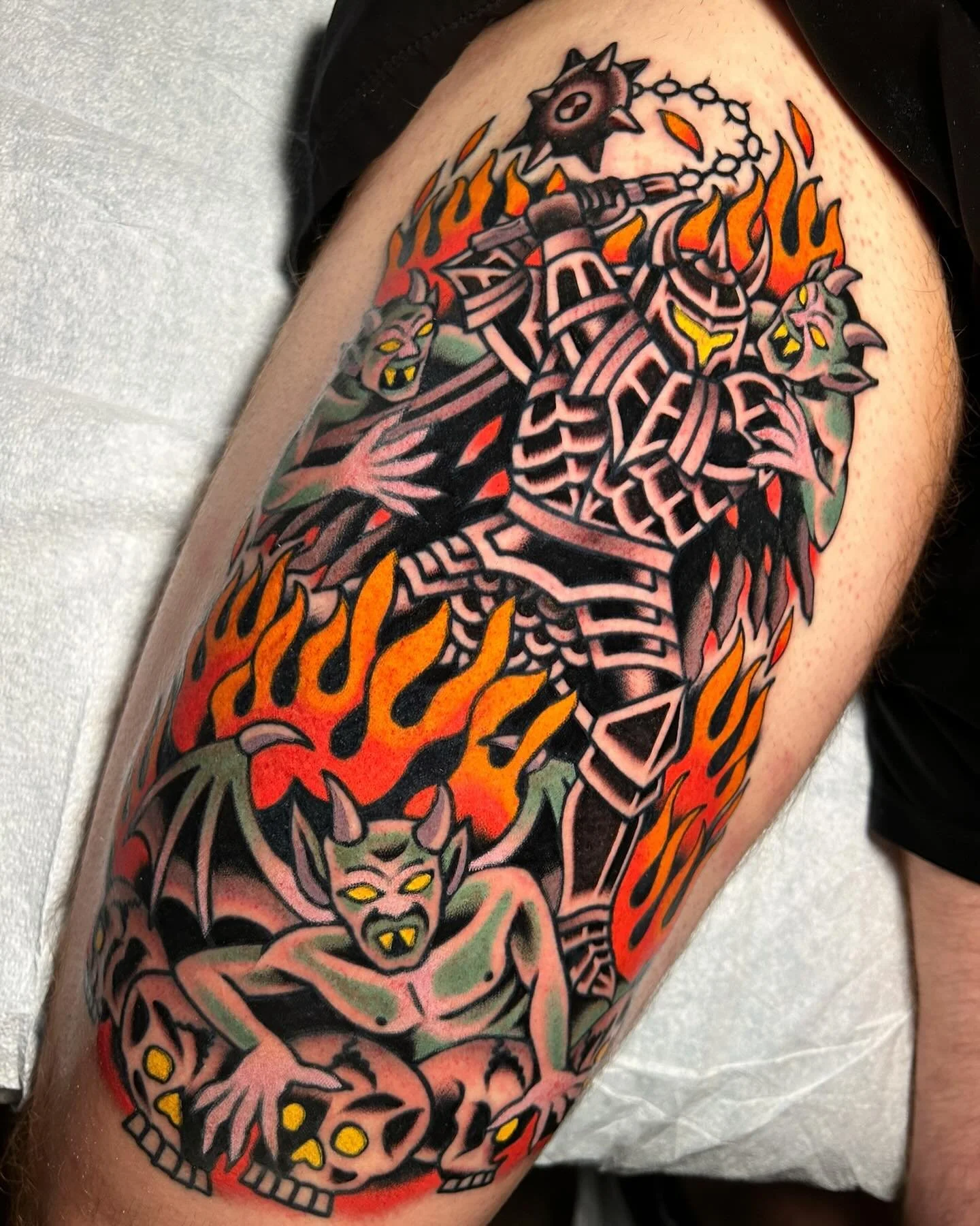 Thank you Austin for getting tattooed again!!! Stoked to do this one for you, lines and some black are healed, the rest is fresh. Tattooed at @sweetandsourtattoo with @amigosmfg coil machines and @kingpintattoosupply needles and tubes 💪💪💪 #kingpin