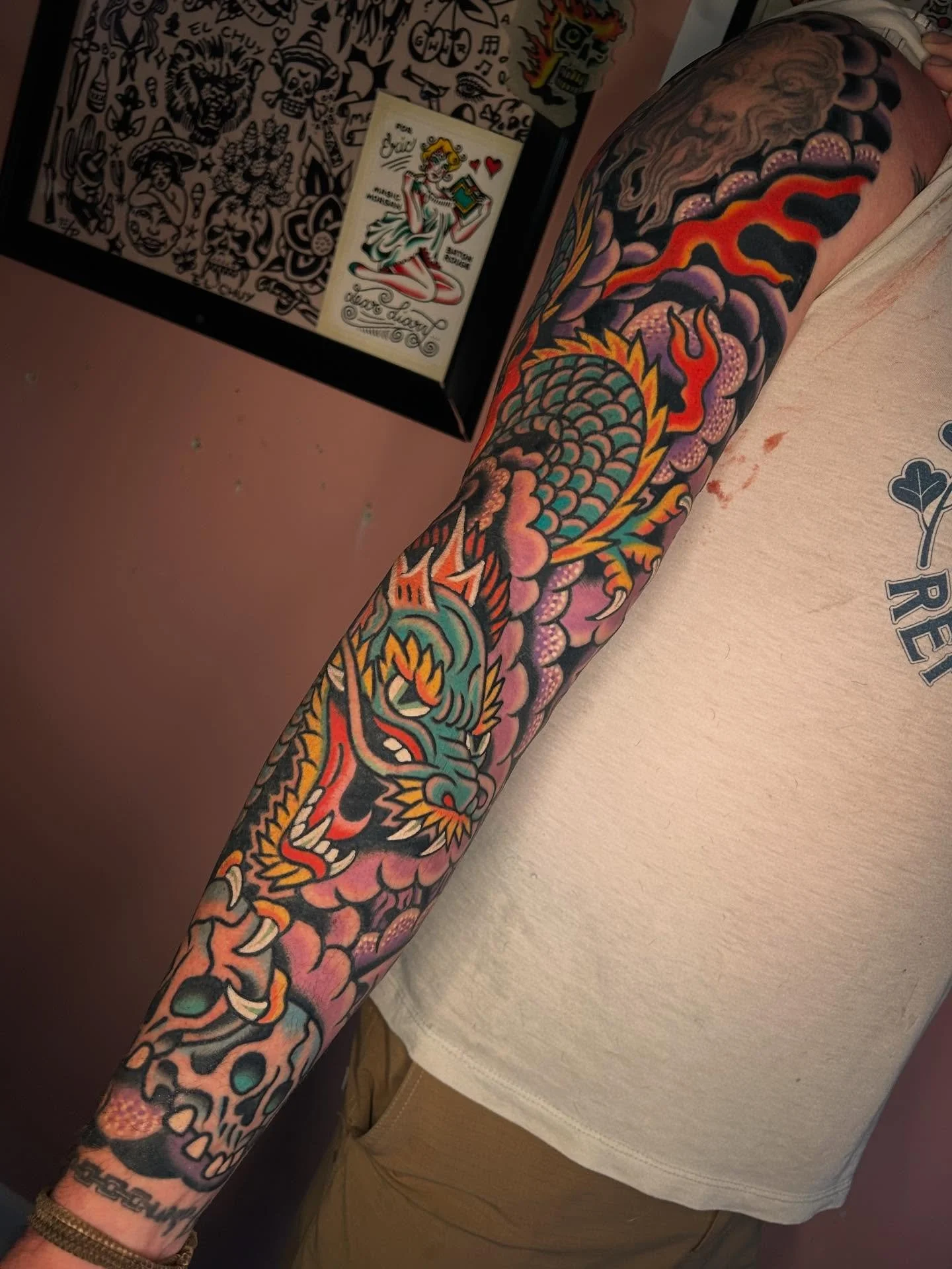 Ryu sleeve finished with a couple touch-ups for my friend Michael!! Thank you for your dedication to getting this done, it was an honor to do this for you! I would love to take on more large scale irezumi style work in the future, if this is somethin