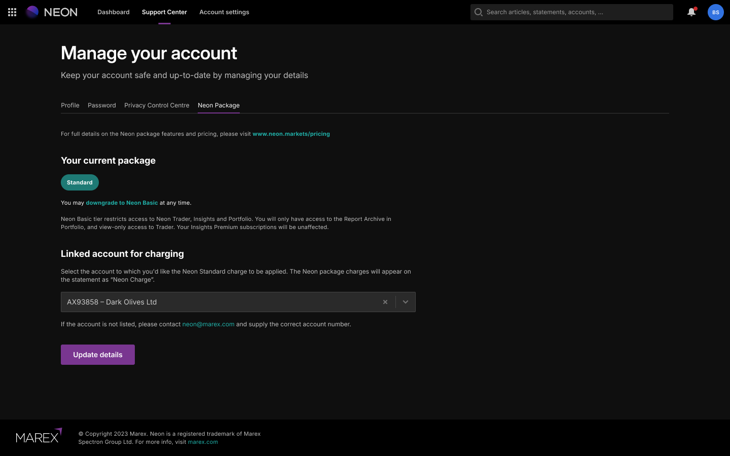Manage account preferences