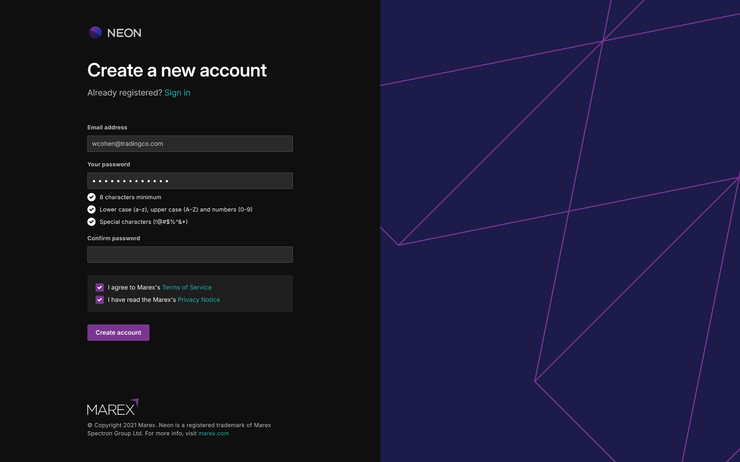 User registration