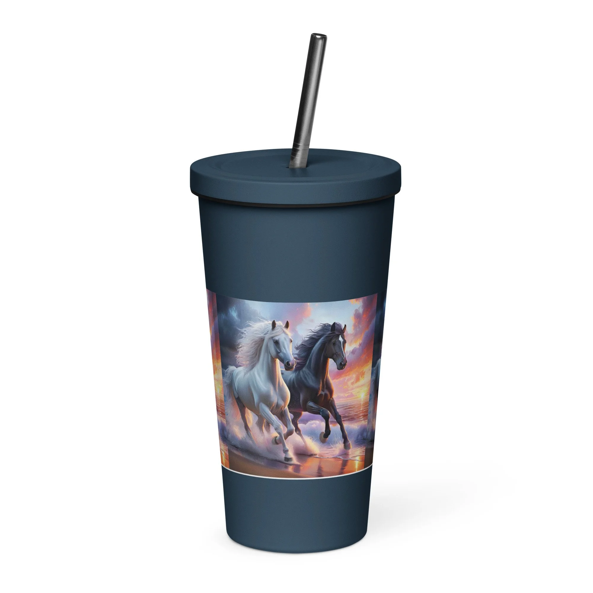 Sunset Waves Insulated Tumbler w/ Straw