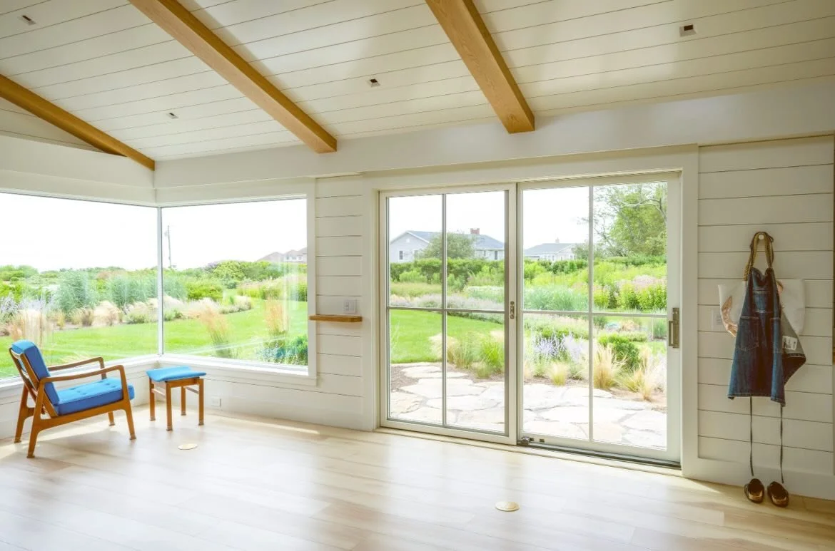 Simplicity take the cake. Seamless nickel gap ceiling layout, white oak beams and a semi-gloss spray finish that looks as though it was produced in a shop. The attention to detail is what makes simple, extraordinary. 

Builder: @neillbros 
Architect: