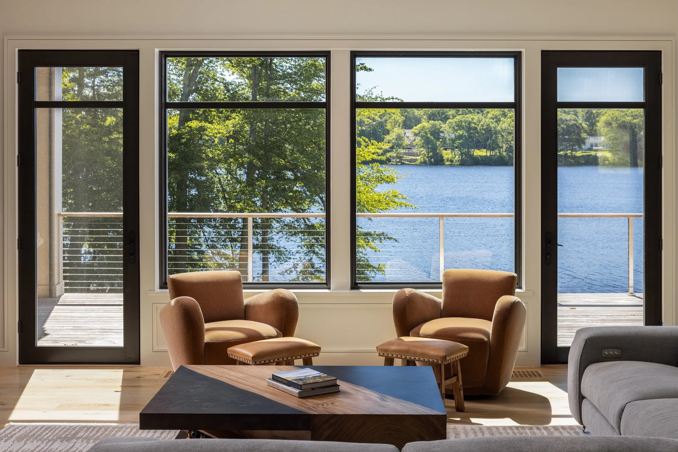 Hundred Acre Pond, South Kingstown, Construction, Builders, Neill Brothers, family room, window overlooking pond, water views