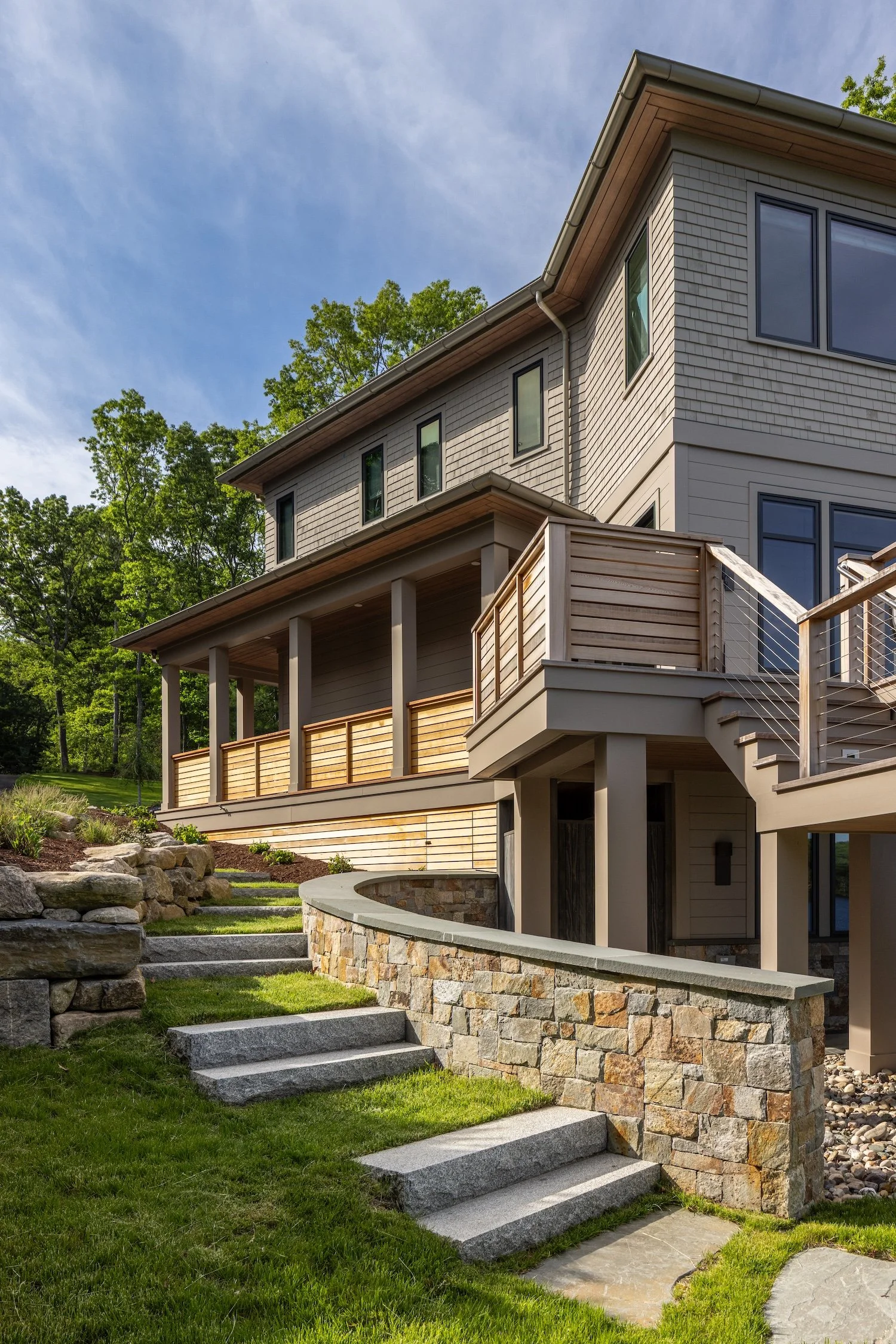 Hundred Acre Pond, South Kingstown, Construction, Builders, Neill Brothers, Outside walkway, stone steps