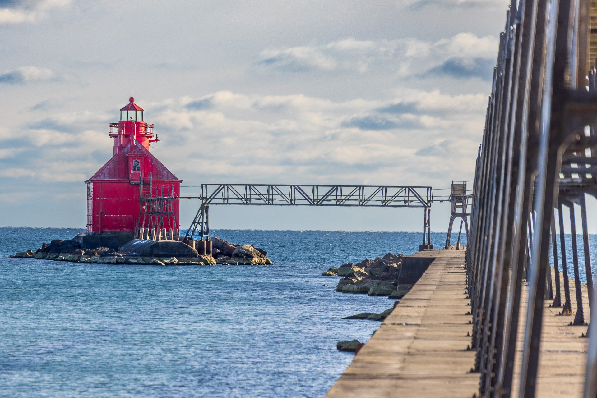 Sturgeon Bay Ship Canal Pierhead Front Lighthouse