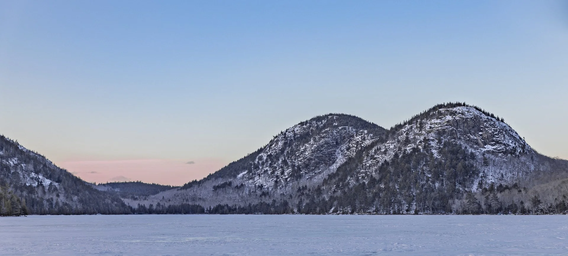 Sunset at Jordan Pond looking towards the Bubbles
