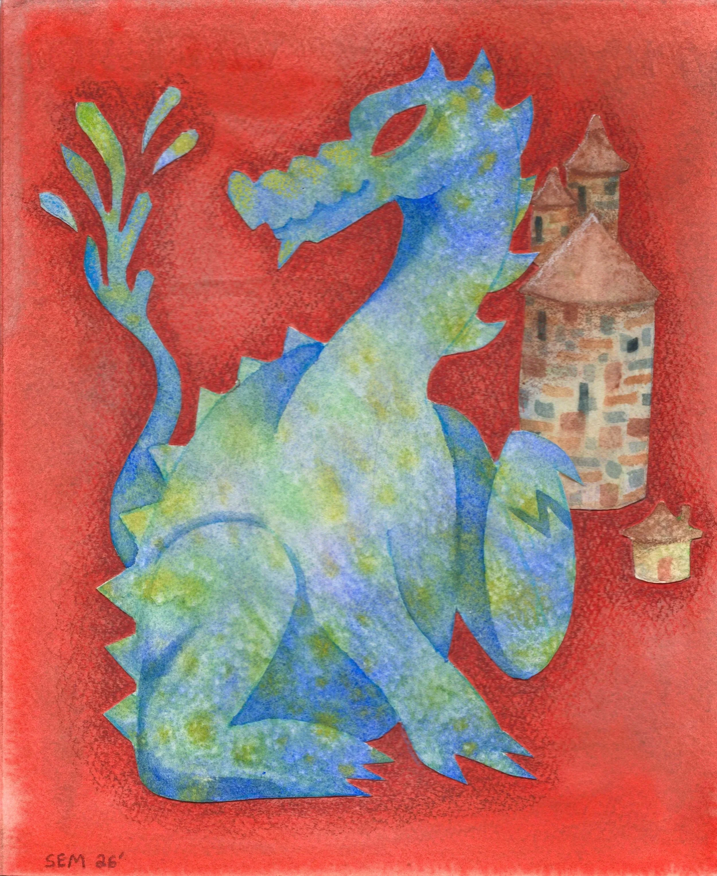 2026
watercolor, colored pencil, collage