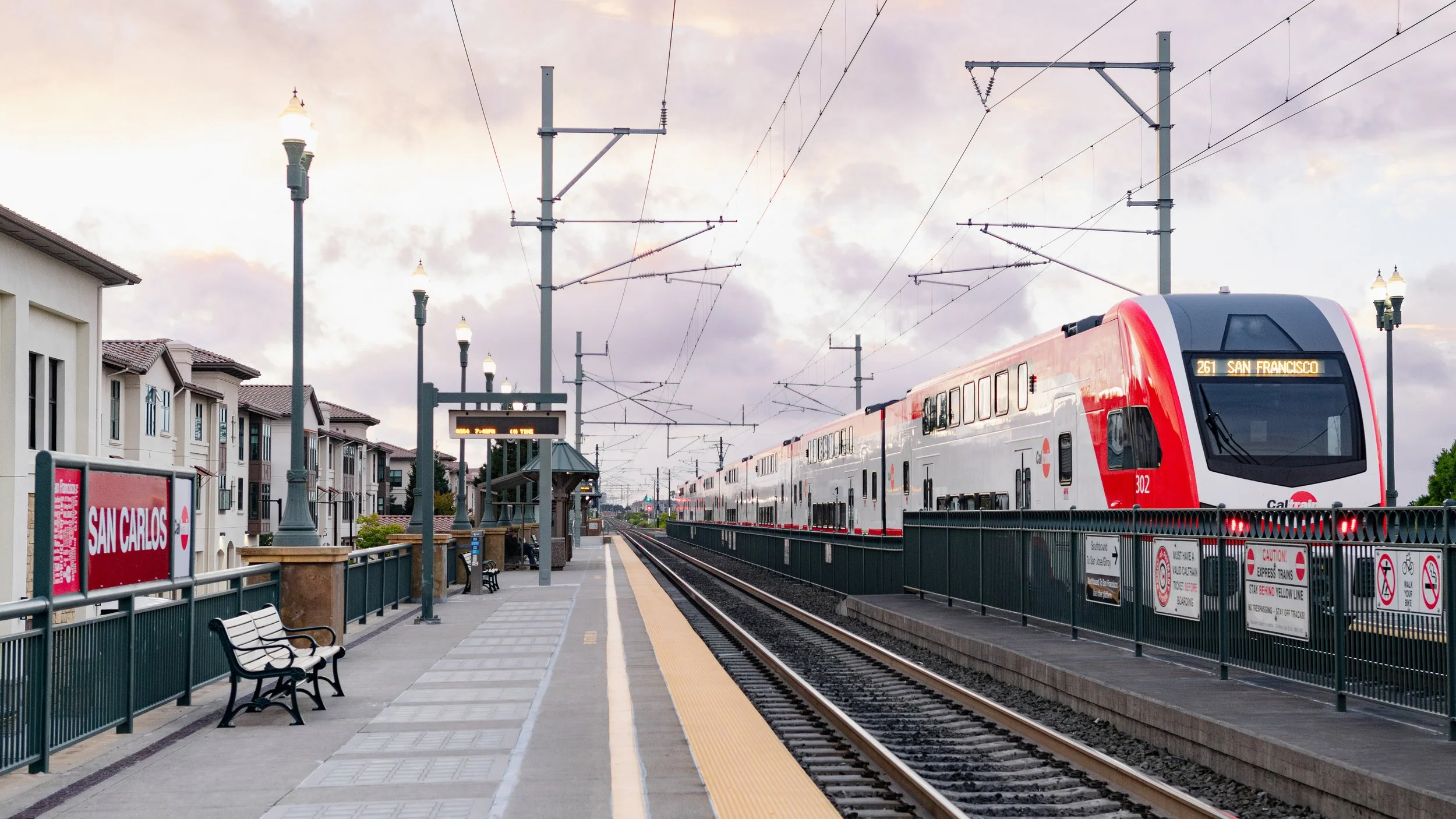 Caltrain leaving from San Carlos station