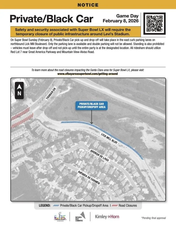 MAP OF PRIVATE/BLACK CAR ROUTE ON DAY OF SUPERBOWL