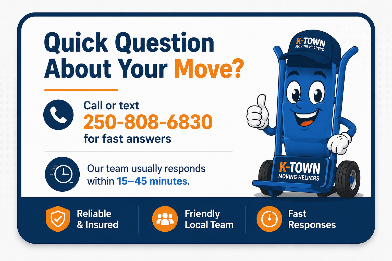 Got Quick question, Give us a text or call