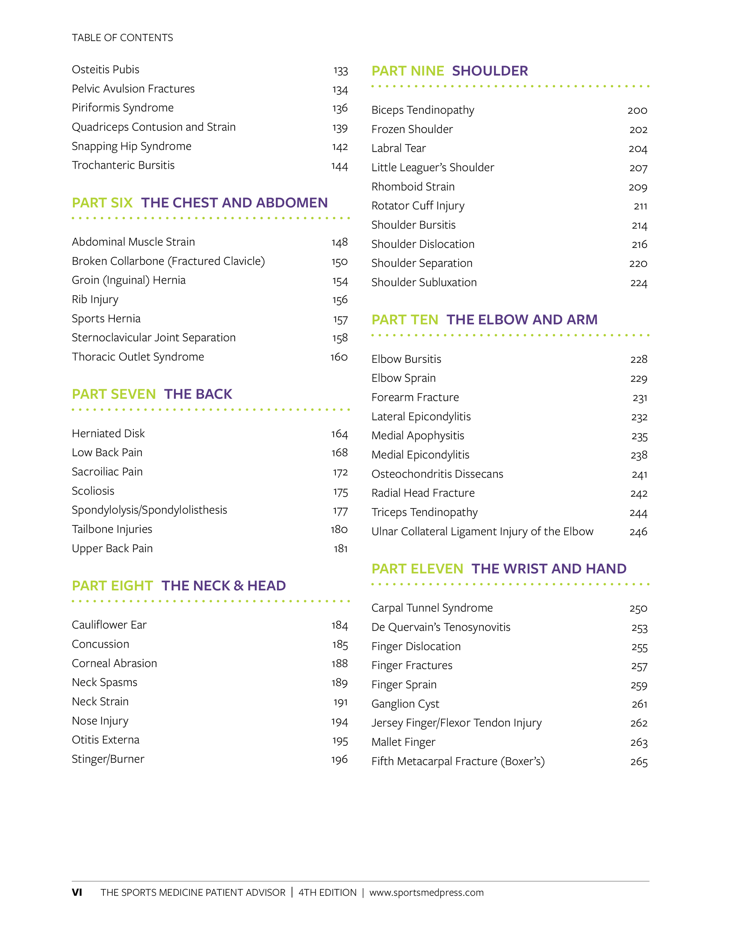 Table of Contents page 3 with Part Twelve through Fourteen