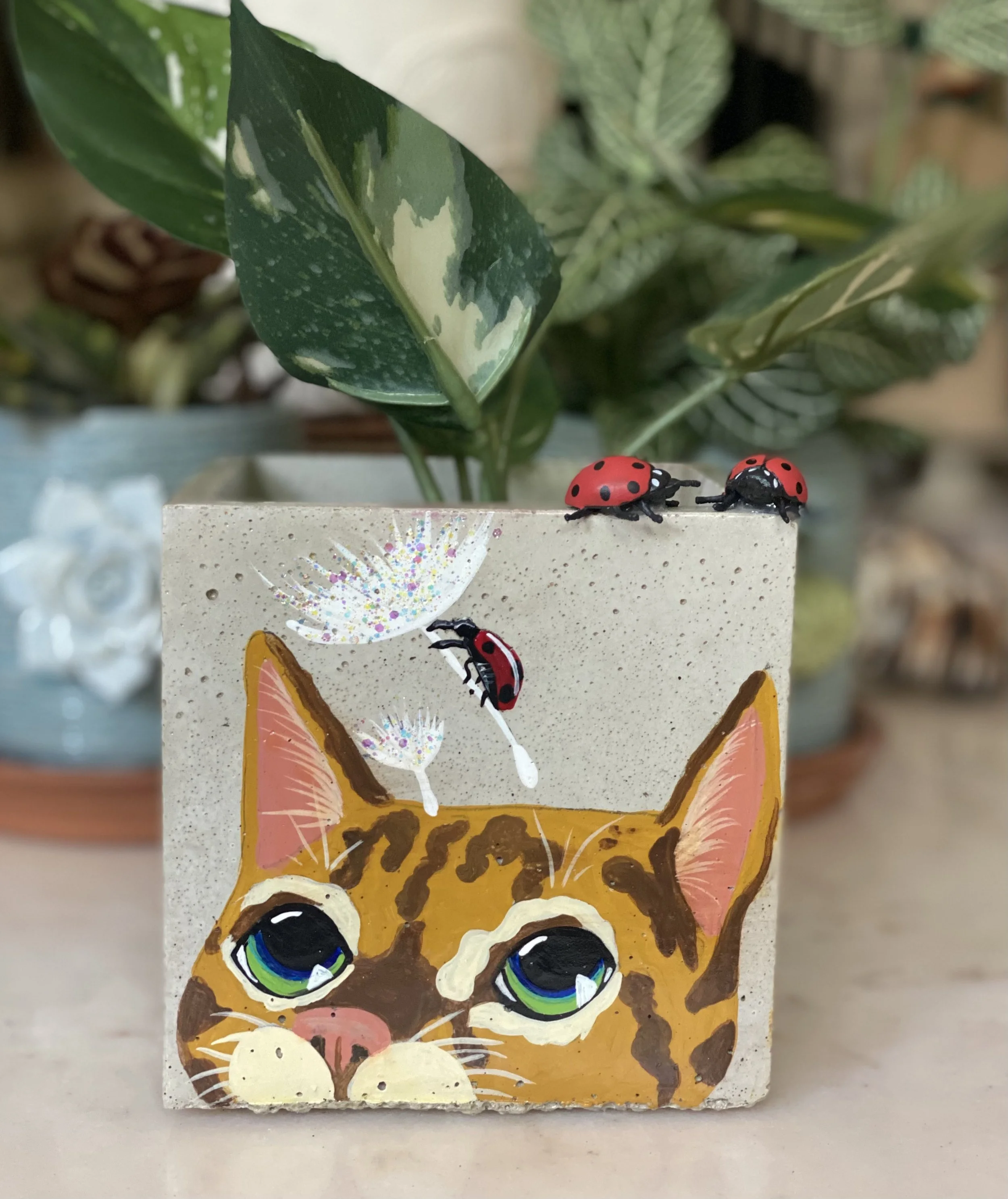 Cute Cat Planter, Handmade Gift for Cat Lovers, Plant  Lovers, Pla