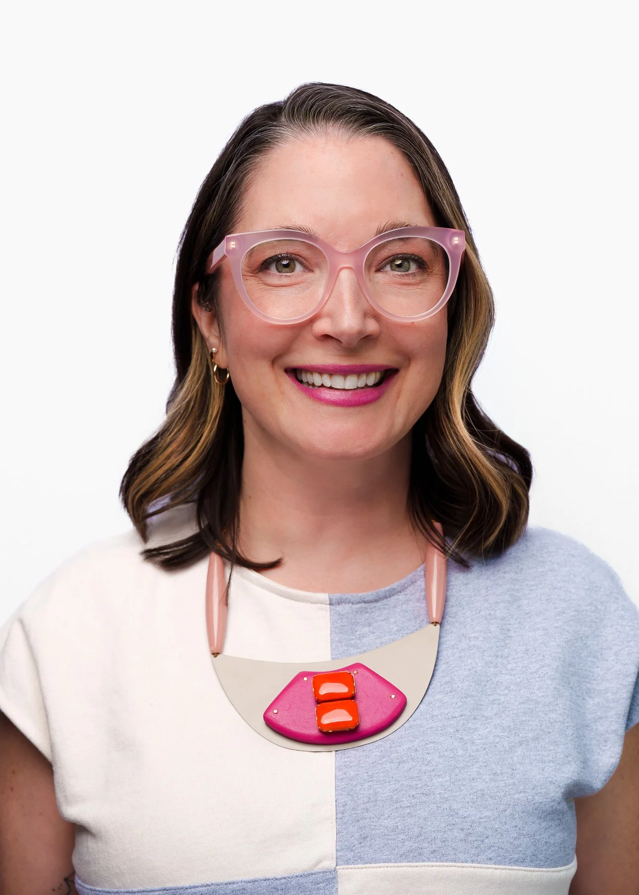 Female professional headshot with glasses and necklace at Forever My Media studio Eagle Idaho