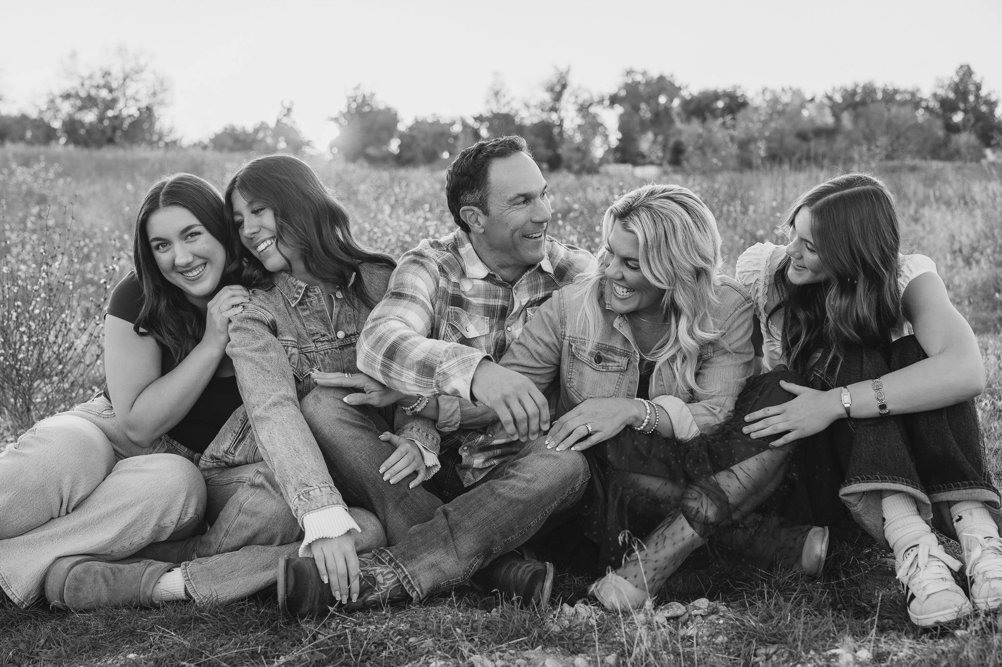 Family portrait during golden hour at Eagle Island State Park Eagle Idaho
