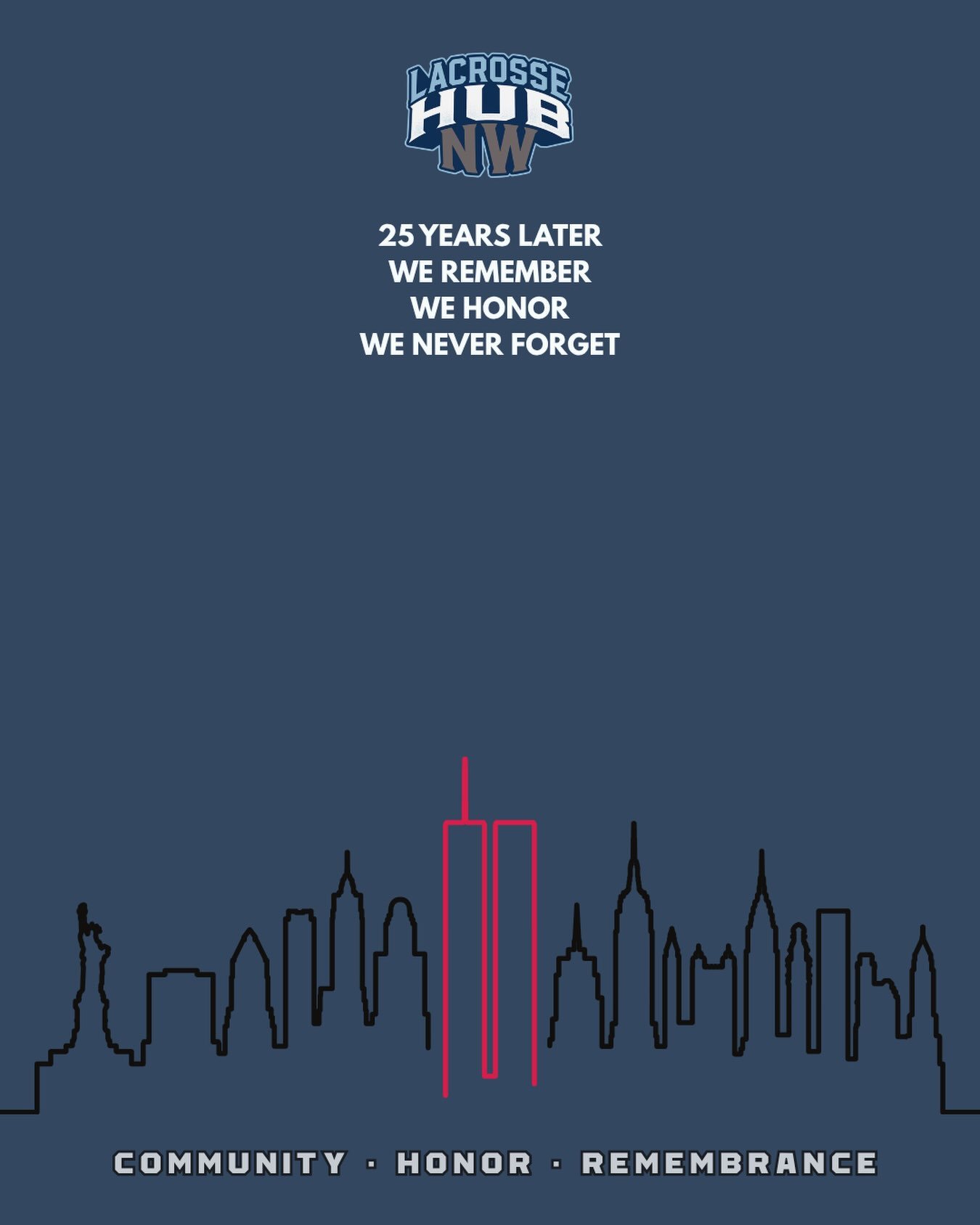 25 years later, we remember those we lost, honor those who served, and stand together as a community.

Never forget. 🇺🇸

Jean D Roger

#NeverForget #911Remembrance #September11 #LacrosseHubNW #CommunityHonorRemembrance
