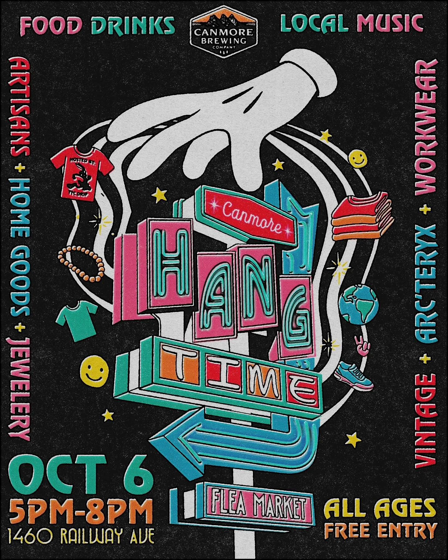 Vintage finds, local tunes, cold brews &amp; mountain views.

Hangtime Flea is rolling into Canmore Brewing Oct 6, 2&ndash;8PM.

Free entry all ages,come kick it with us.