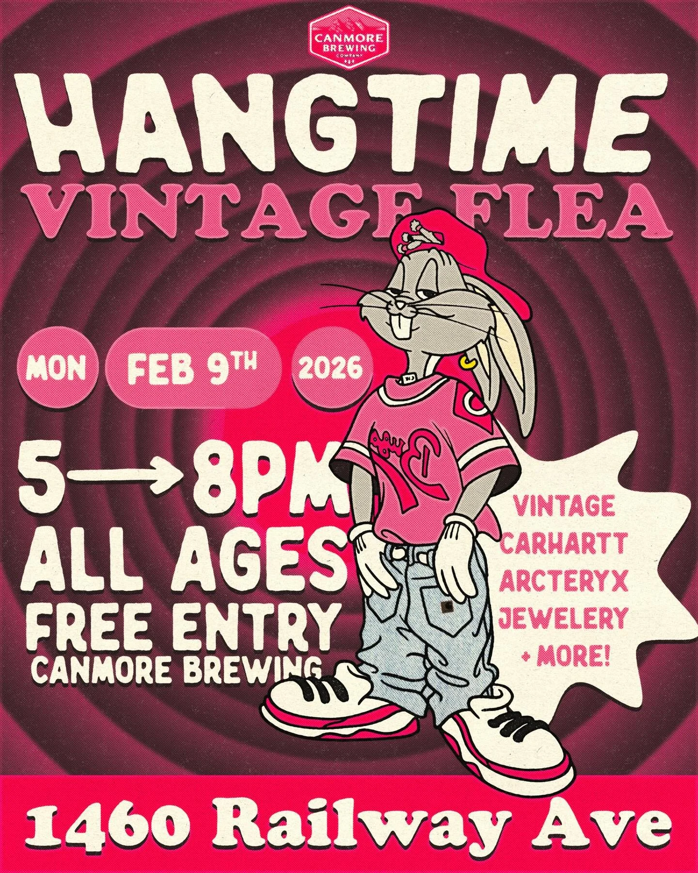 Hangtime Vintage Flea is back at @canmorebrewing !!!
Monday, Feb 9th | 5&ndash;8 PM
All ages &amp; Free entry!!

Dig through curated vintage, jewelry, and more! Good people, good finds, good beer!!

#HangtimeFlea #SustainableFashion #ShopLocal 
 #Can