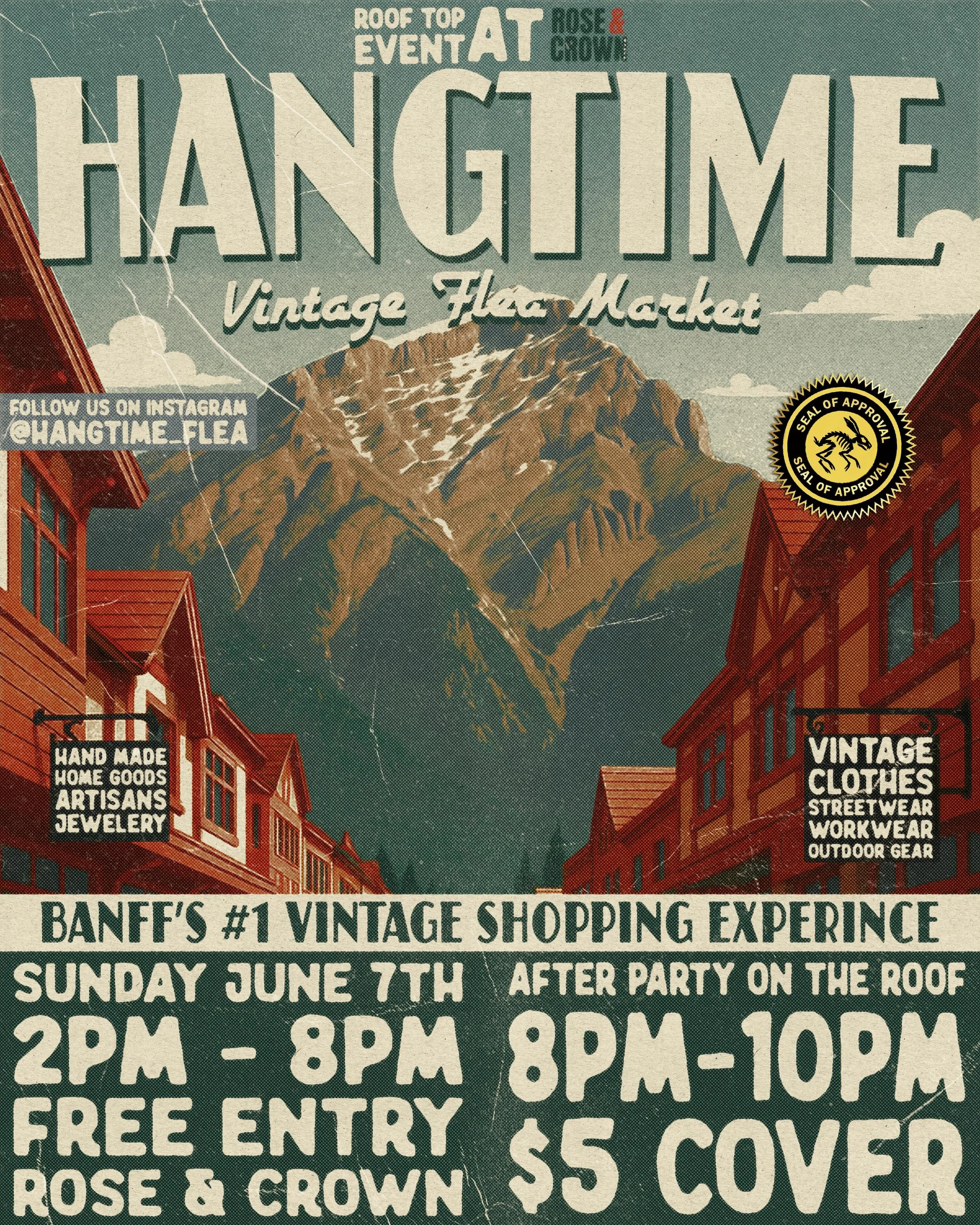 Rooftop after party at Rose &amp; Crown this Sunday June 7th from 8PM&ndash;10PM. $5 cover, DJs on the roof, mountain views, and a proper Banff summer night.

Before the party, HangTime Flea runs from 2PM&ndash;8PM downstairs with vintage clothing, s