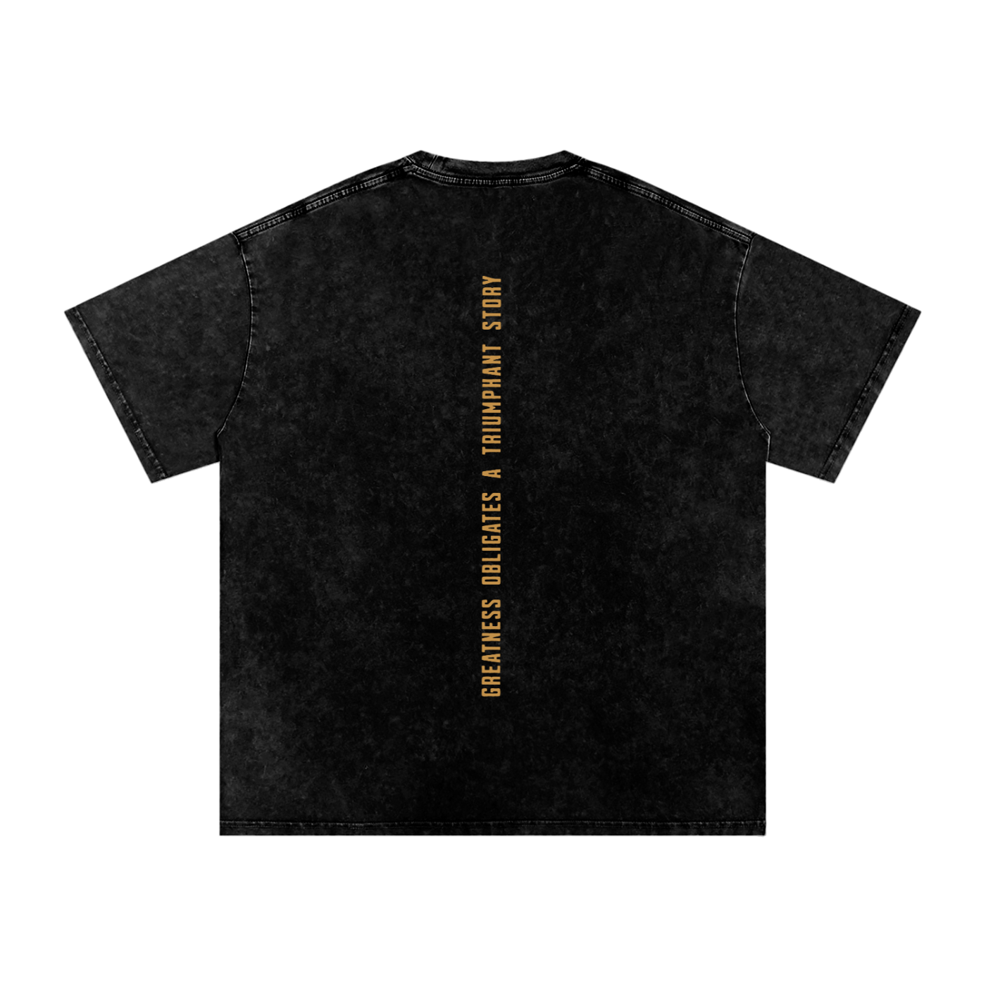 Snow Washed Oversized Cotton T-Shirt Gold Vertical Slogan