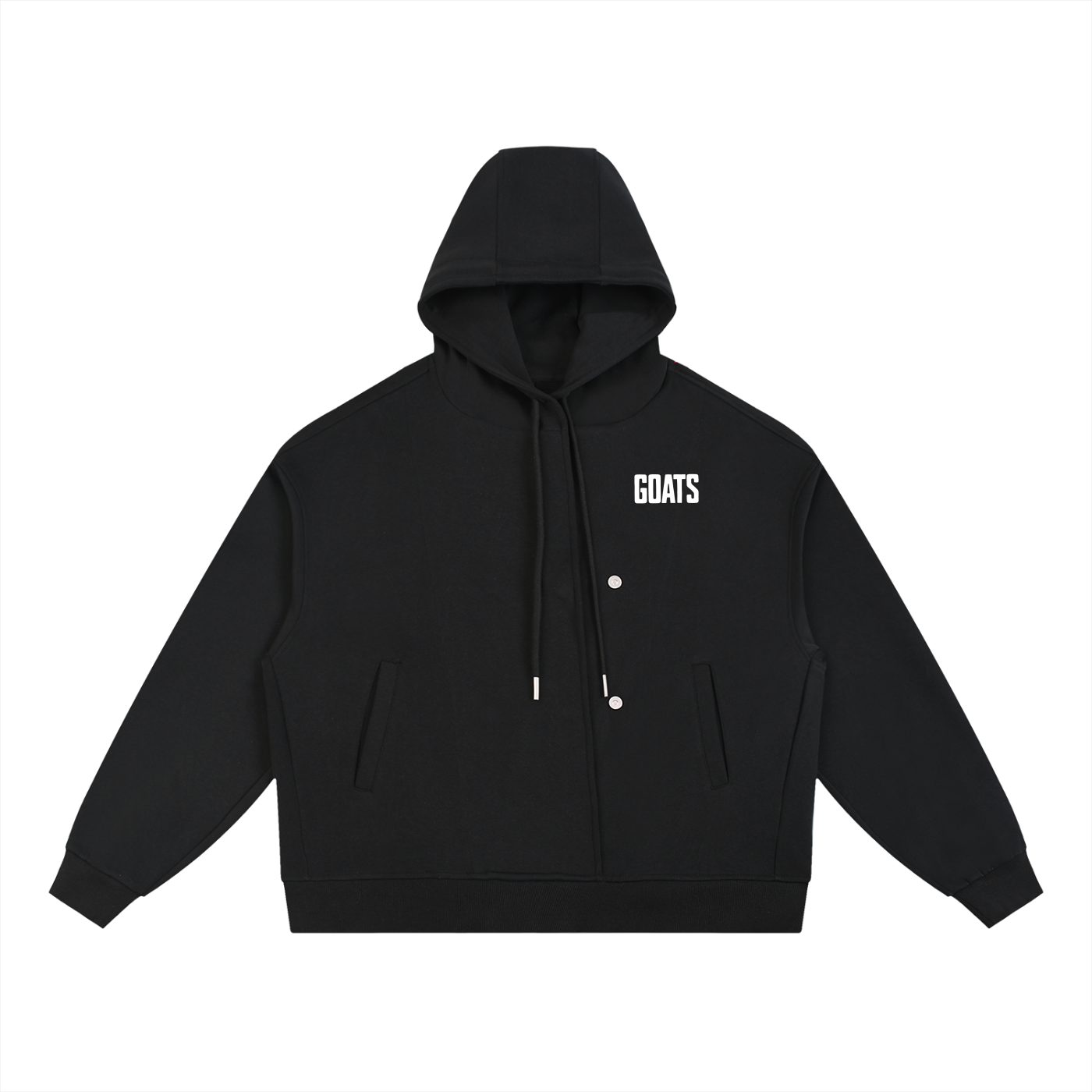 Boxy Button Placket Hoodie