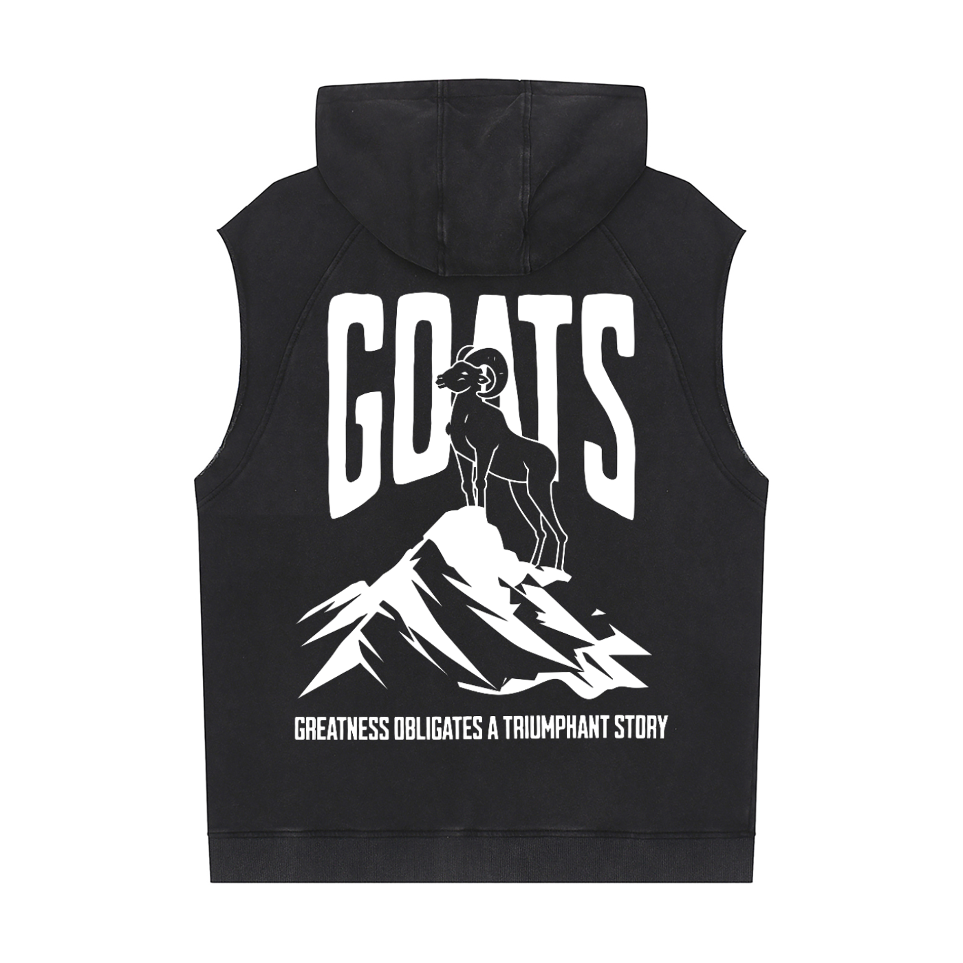 Snow Washed Sleeveless Hoodie White Back Logo