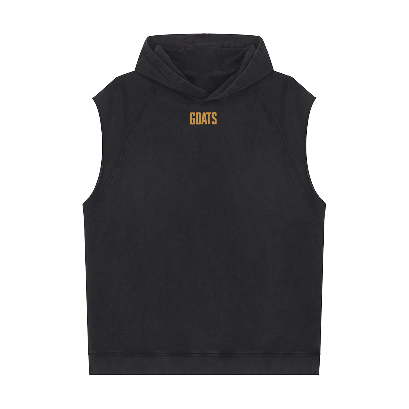 Snow Washed Sleeveless Muscle Hoodie Gold Logo