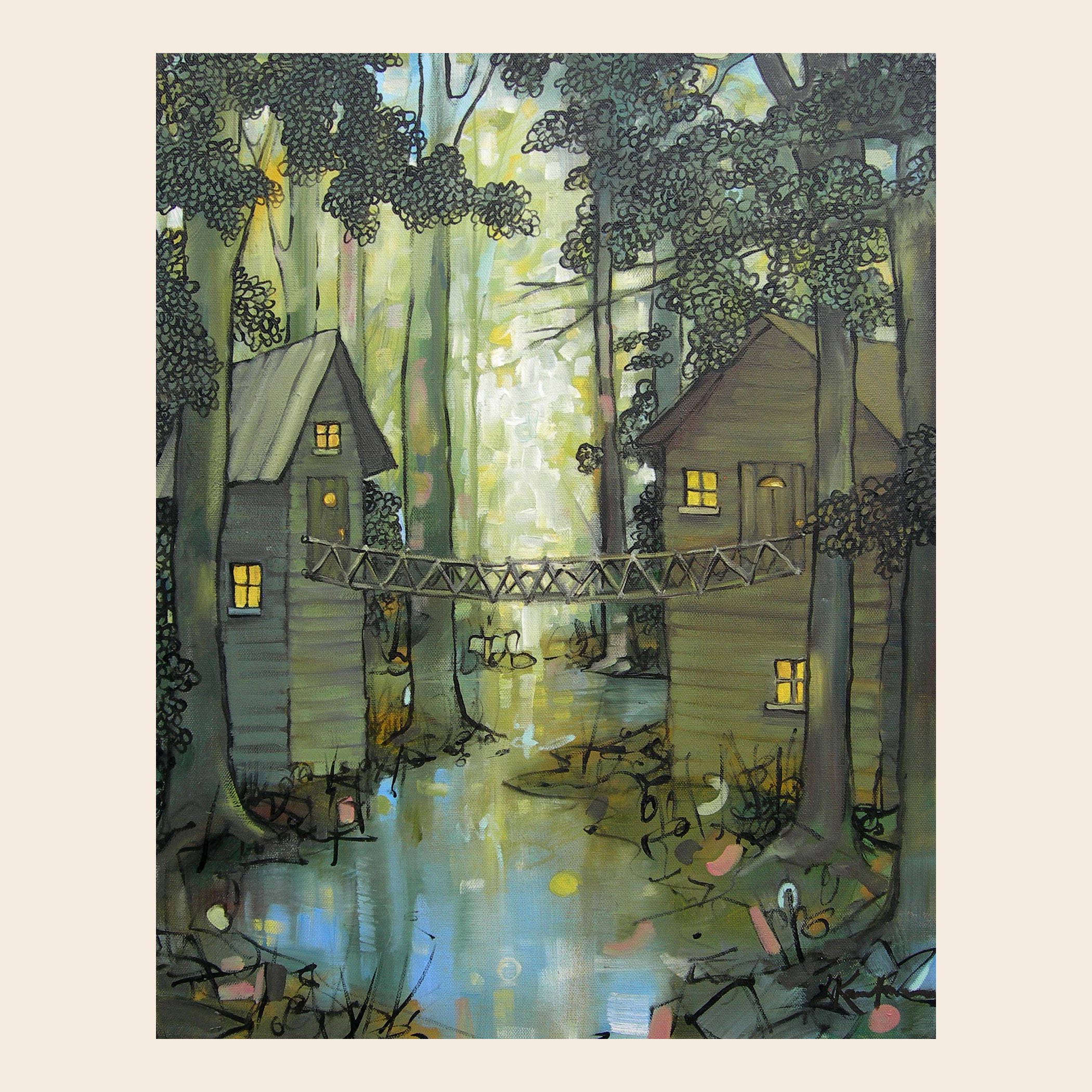 Forest Village with Bridge