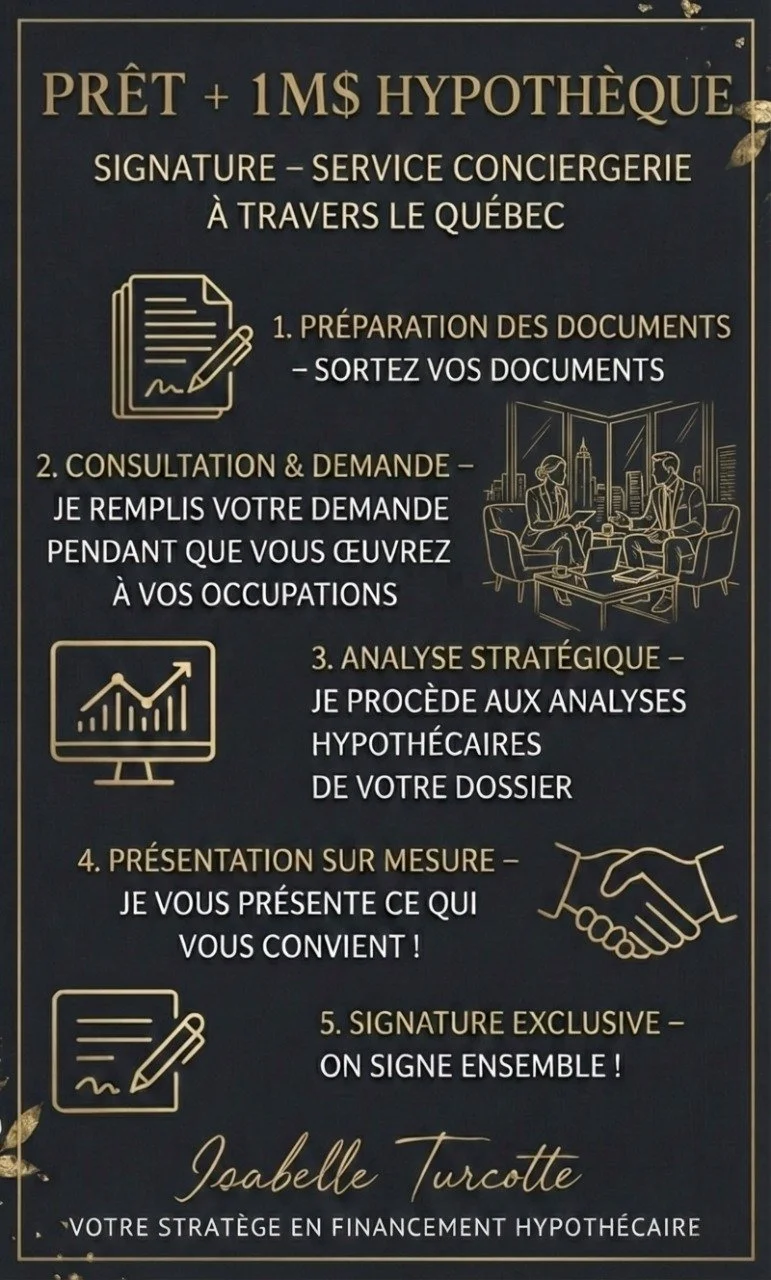 Processus de conciergerie hypothécaire Signature pour prêts de 1M$ et plus au Québec par Isabelle Turcotte