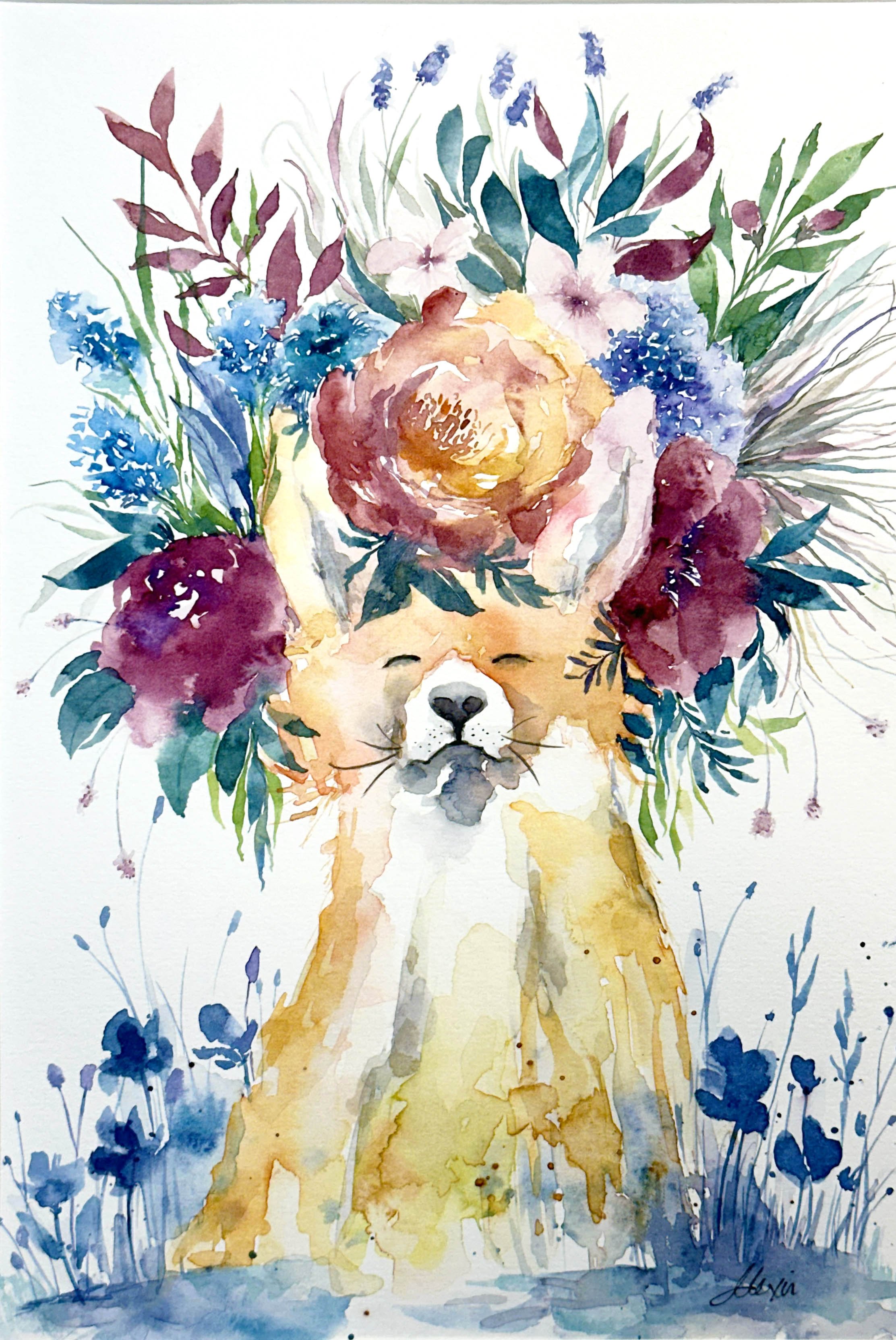 Floral Corgi