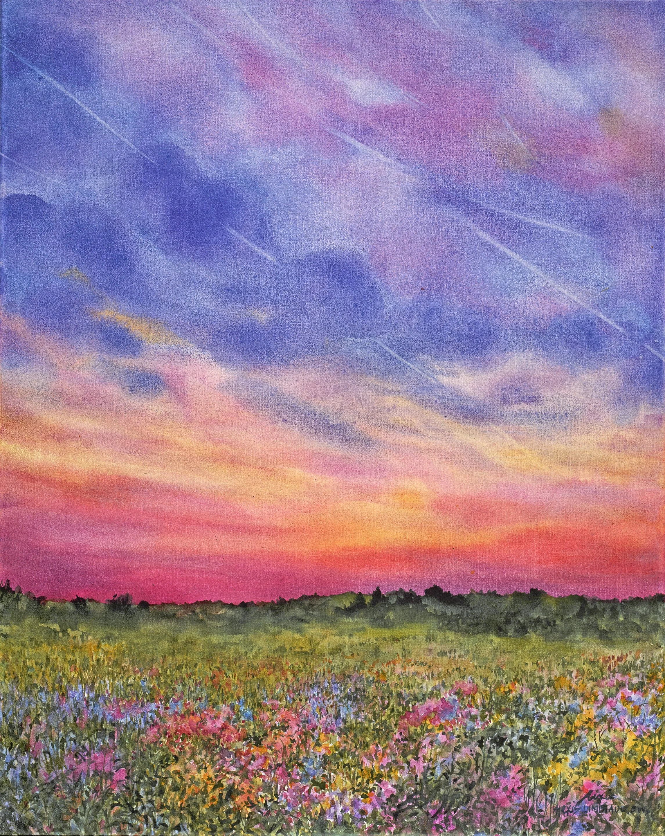 Blooms & Contrails-Museum Quality Print