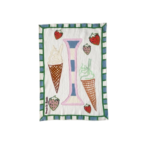Ice Cream Linen Tea Towel