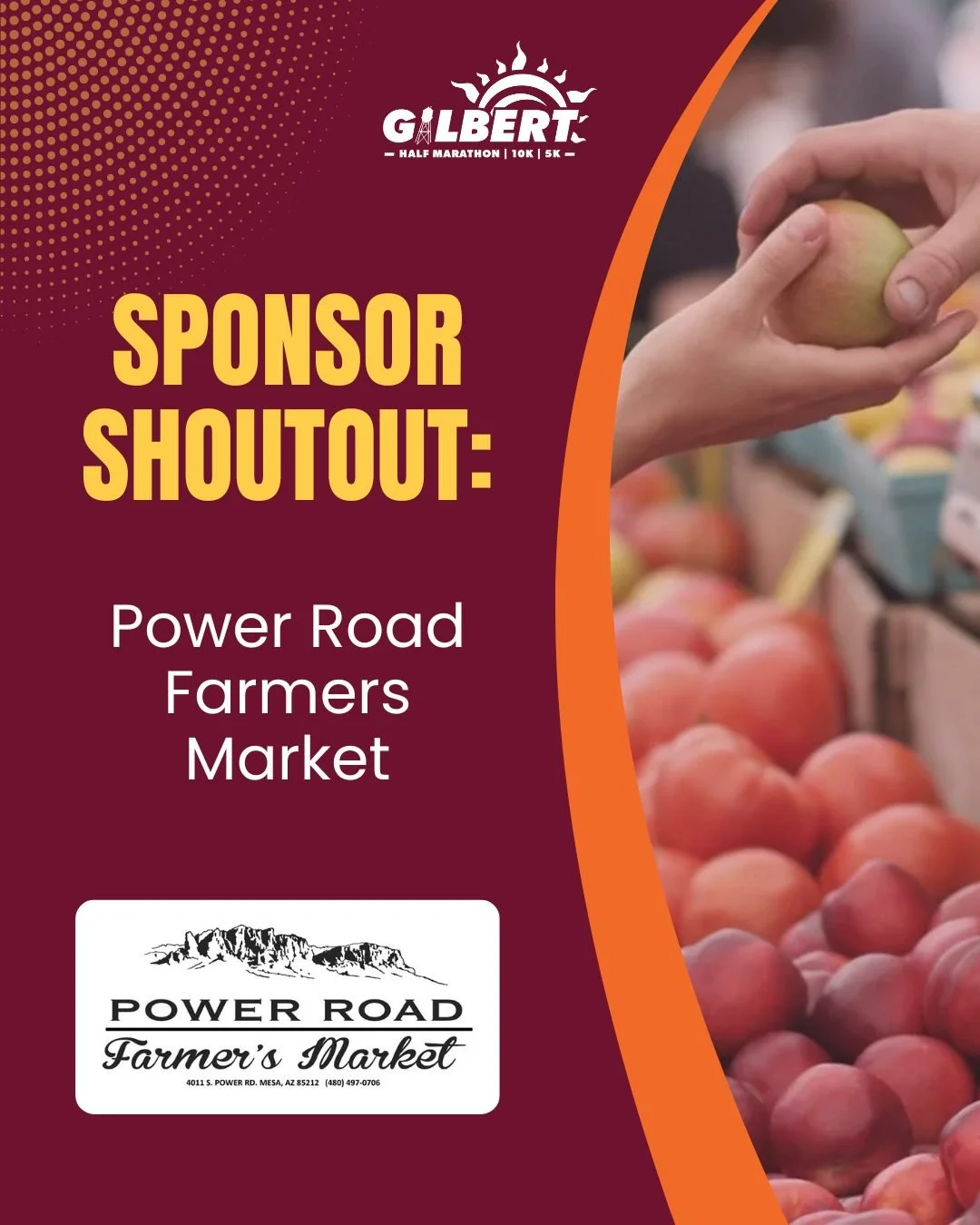 #SponsorShoutout: Power Road Farmers Market 🥕🍅

Power Road Farmers Market is back at the finish line, keeping our runners fueled and refreshed at the #GilbertHalfMarathon!

For over 50 years, this family-owned market has been a staple in Mesa, brin
