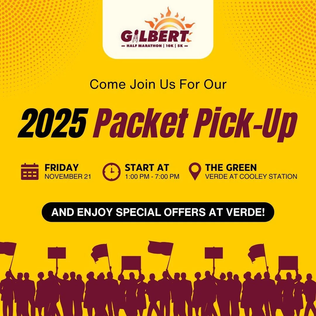 Don't miss Packet Pick-Up tomorrow! 🗓️

Make your race day stress-free by grabbing your packet ahead of time! Packet Pick-Up is happening Friday, November 21, from 1-7pm at Verde at Cooley Station: The Green (center amphitheater).

While you're ther