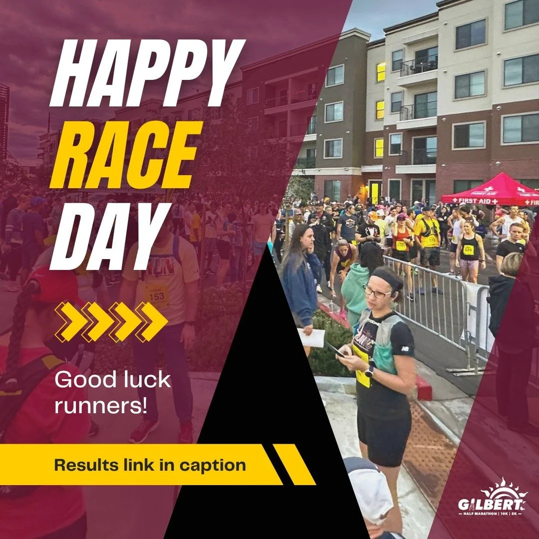 Happy Race Day! 🏃&zwj;♀️🏃&zwj;♂️🎉

The 2025 #GilbertHalfMarathon, 10K, and 5K are officially underway! Whether you&rsquo;re running, cheering, or volunteering, we hope you&rsquo;re ready for an amazing day on the course.

Find official race result