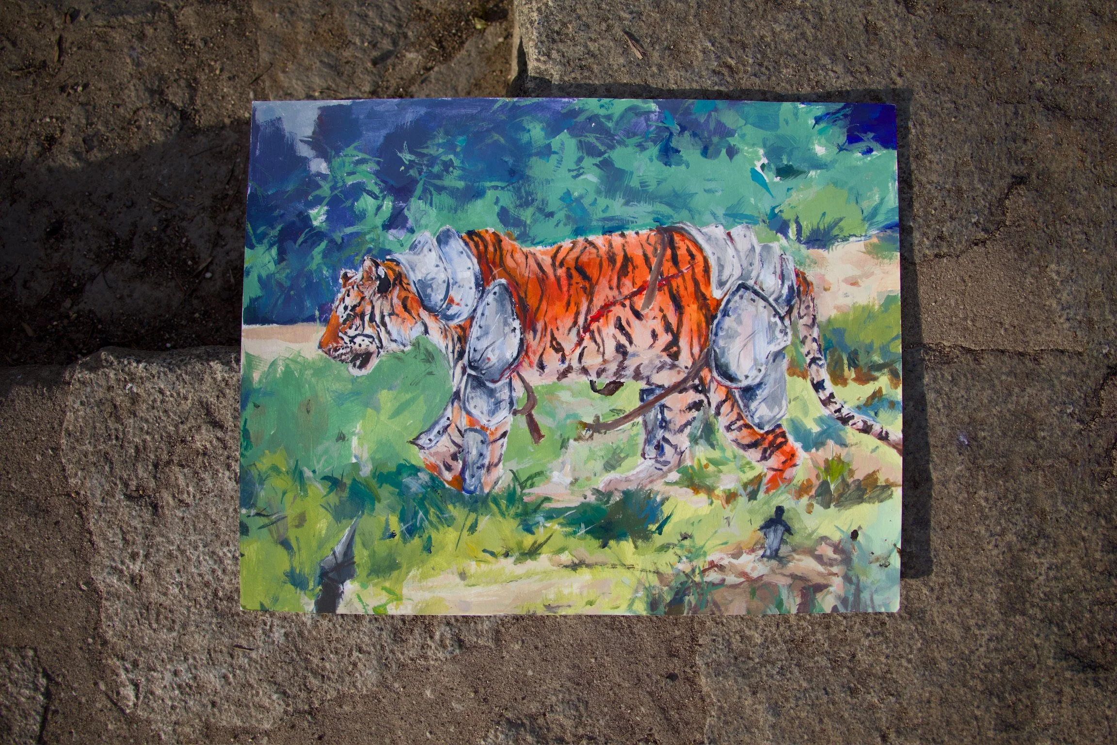 "Striped Armor" - Original Acrylic  Painting | 11 × 14 in