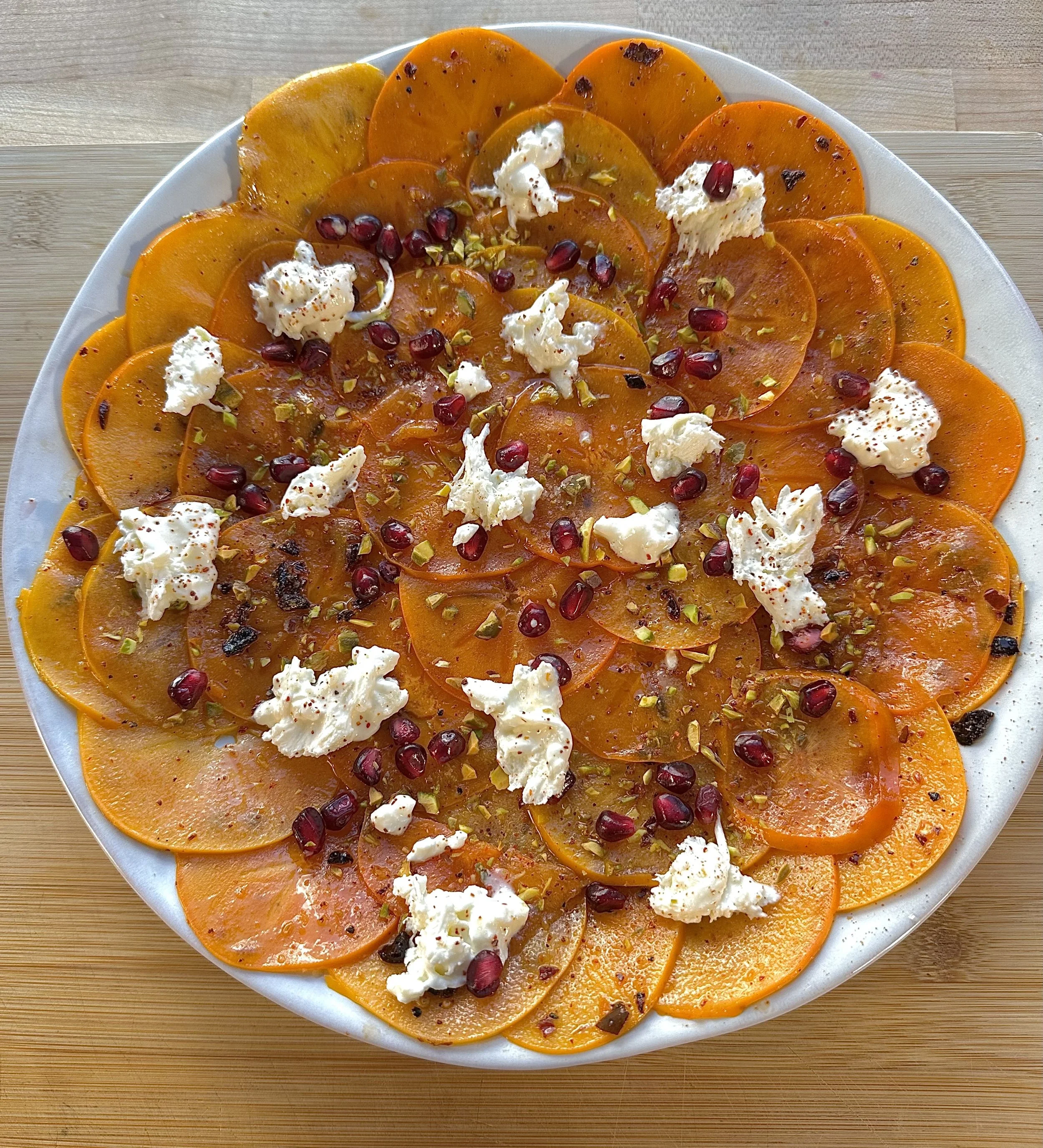 Fuyu Persimmon Carpaccio with Burrata