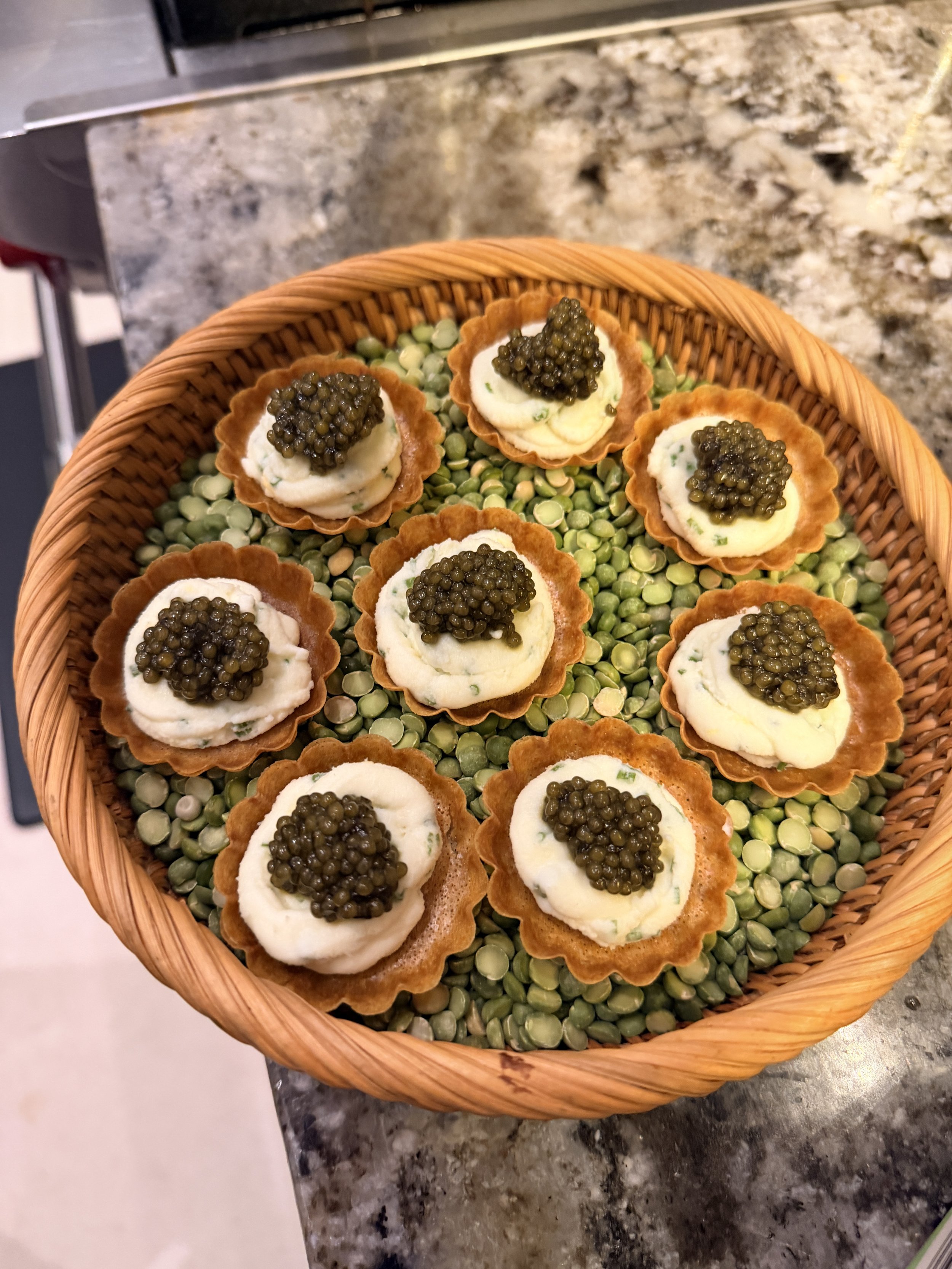 Brik Tartlets with Chive–Lemon Whipped Ricotta &amp; Osetra Caviar