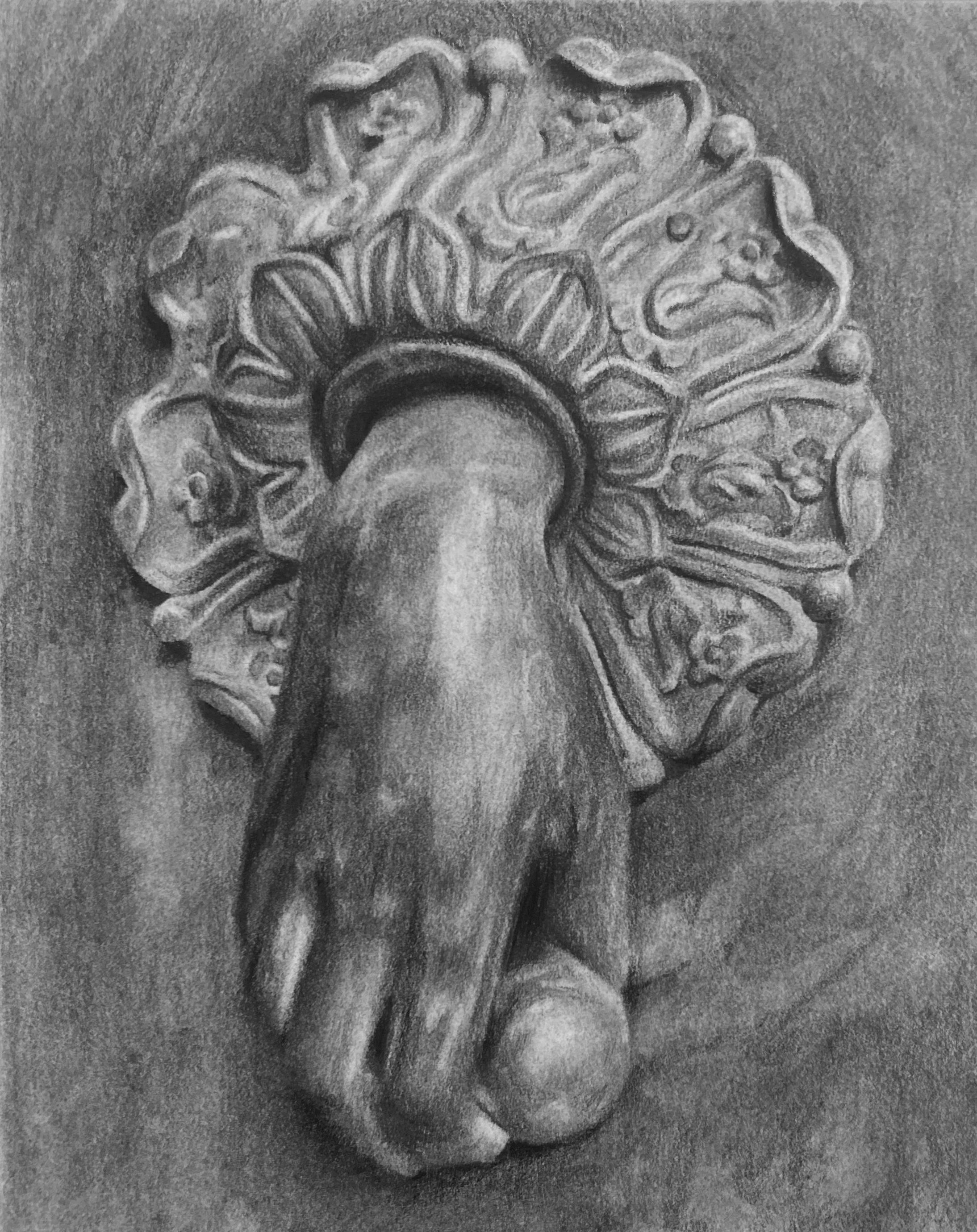 Door Knocker in Catania, 2025, Pencil on paper