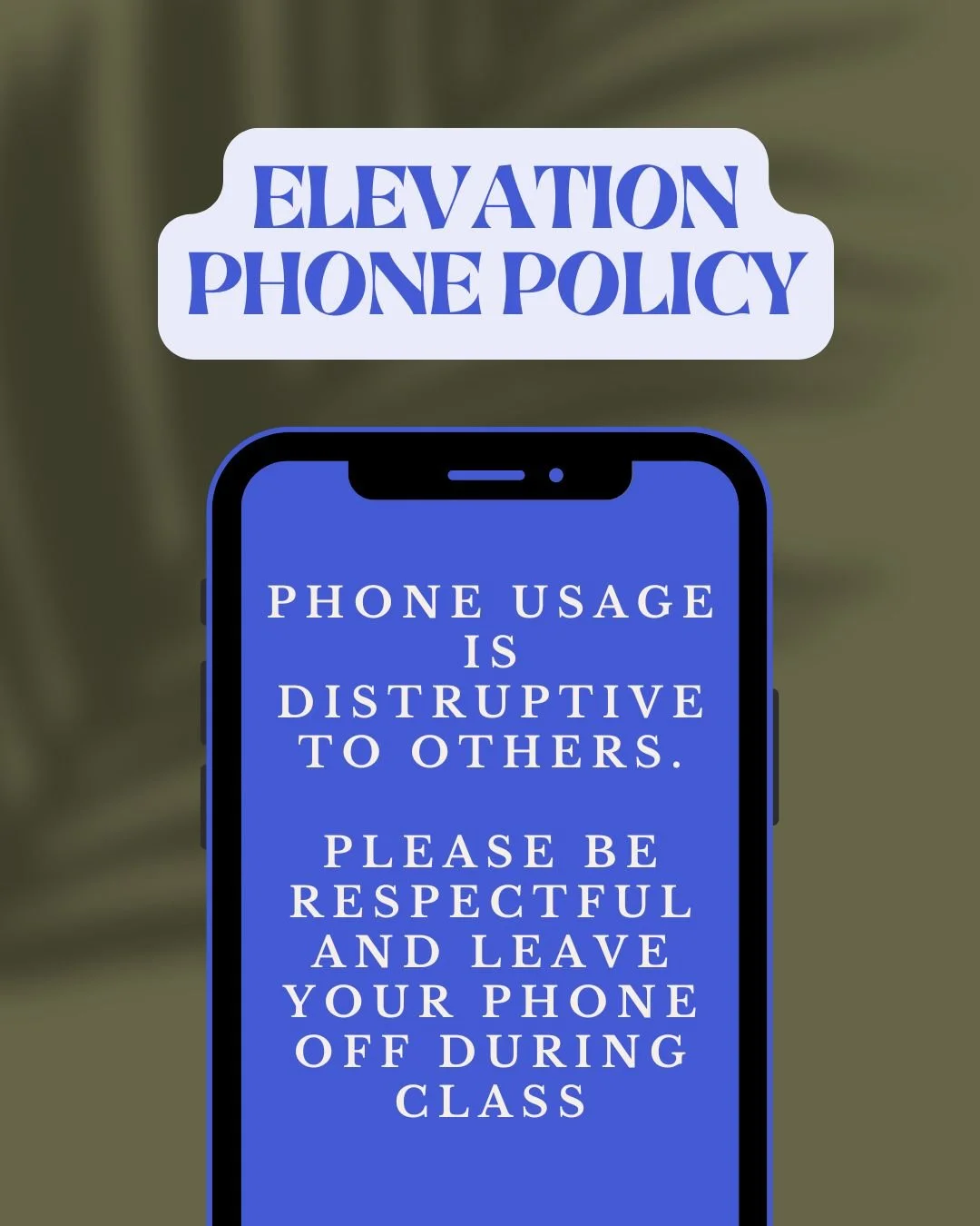 Phone usage has increased during class times and we just want to send a friendly reminder to respect your instructor and fellow members/attendees and turn off your phone for the 45 (or 60) minutes you are in class!

Showing up for yourself is importa