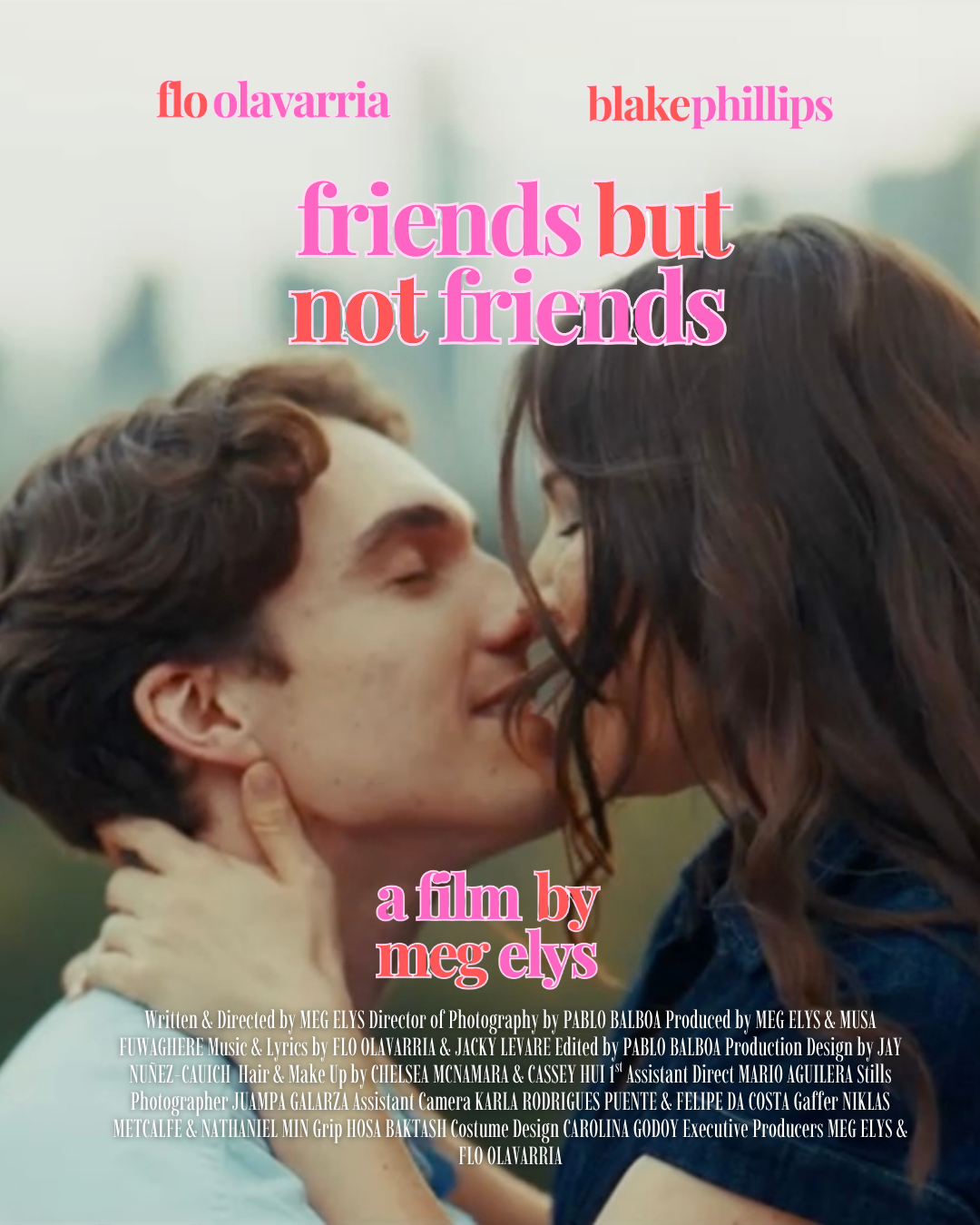 A close-up of a young man and woman about to kiss, with text indicating the film's title, director, and credits.