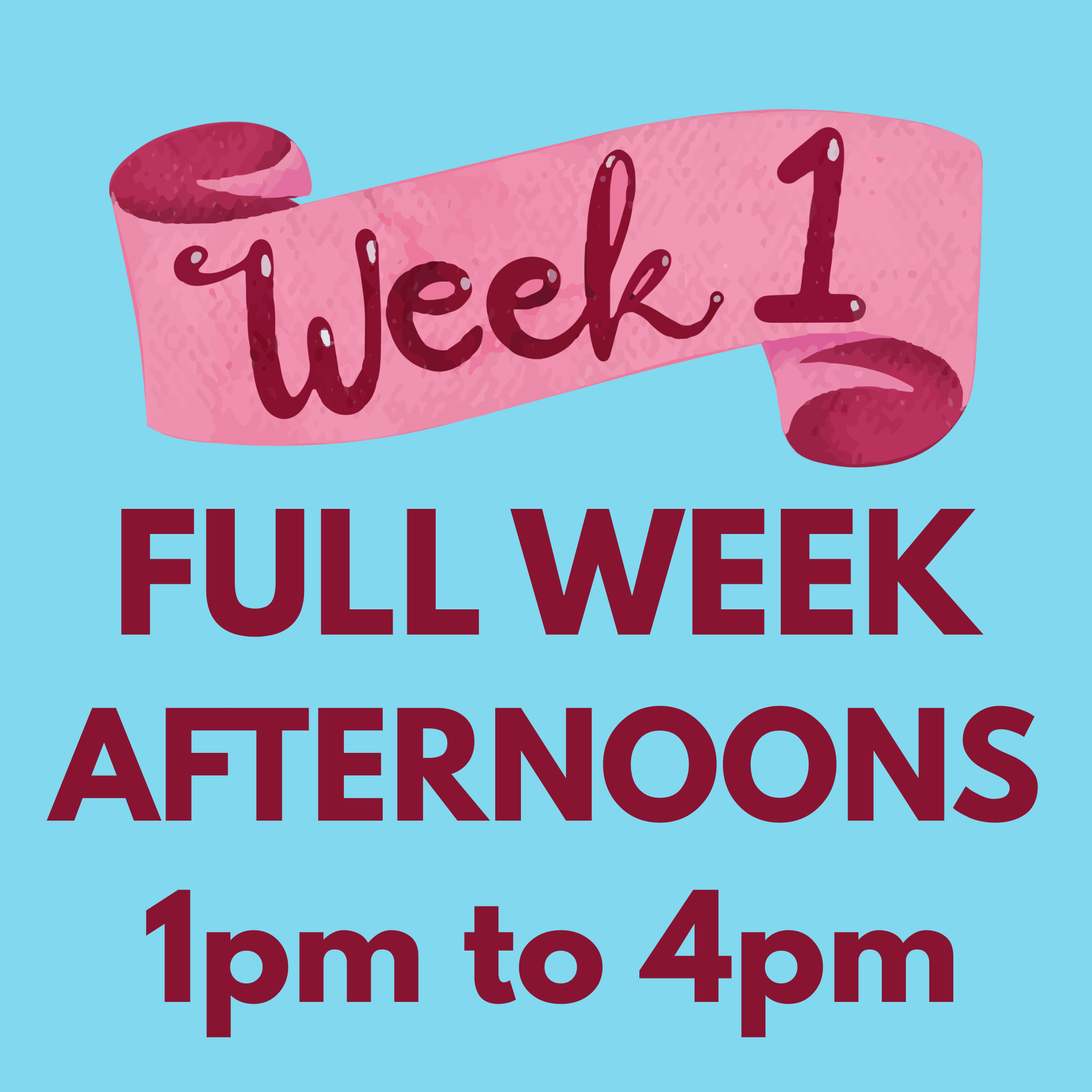 August Week 1 - Aug 4th to 7th - Afternoons - 1pm to 4pm (4 days only)
