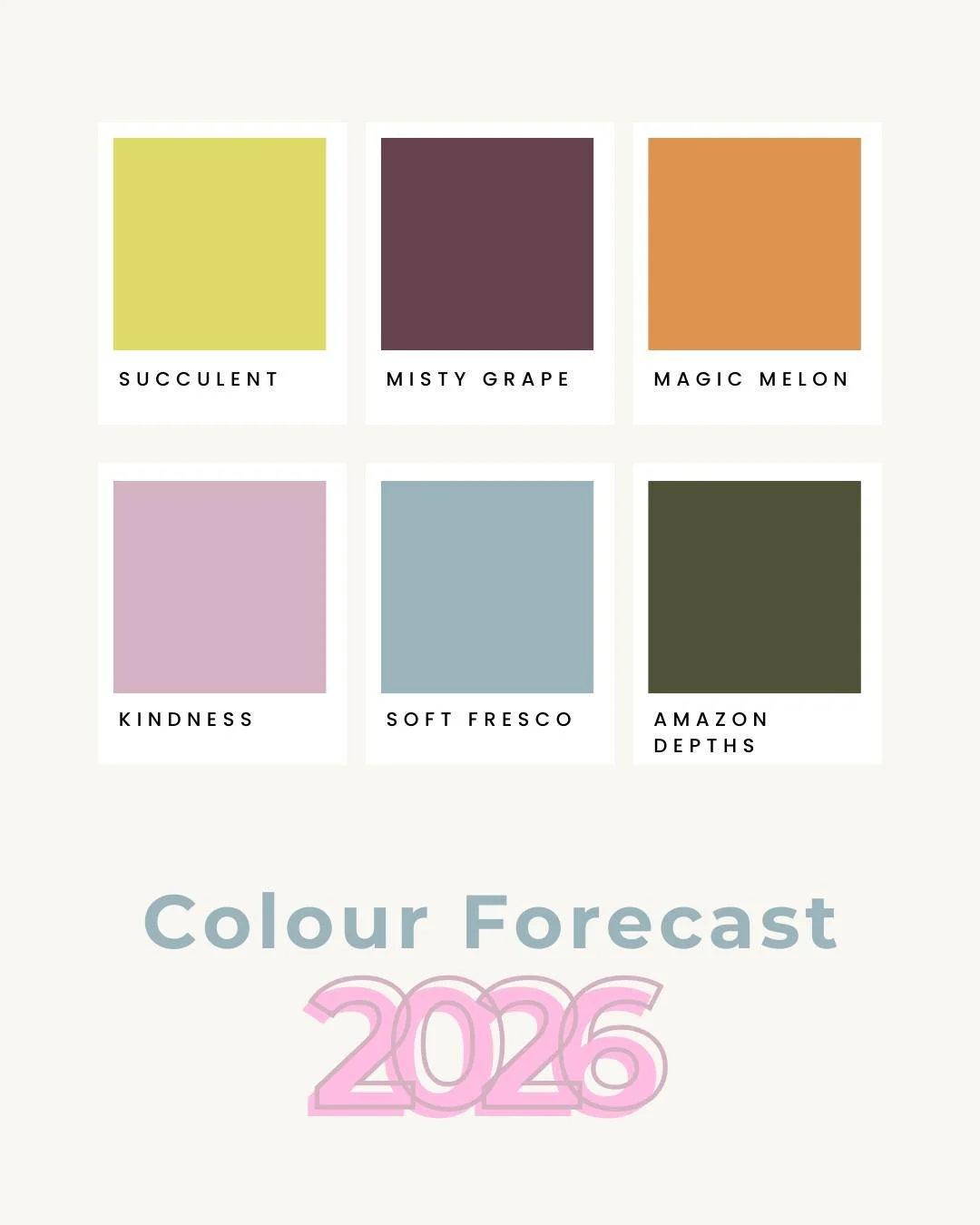 In 2026, minimalism is taking a little break&hellip; and we&rsquo;re here for it 🎨✨

The colours from this palette come from the 2026 Dulux Colour Forecast. The palette is all about embracing maximalism, individuality and a touch of whimsy. Think bo