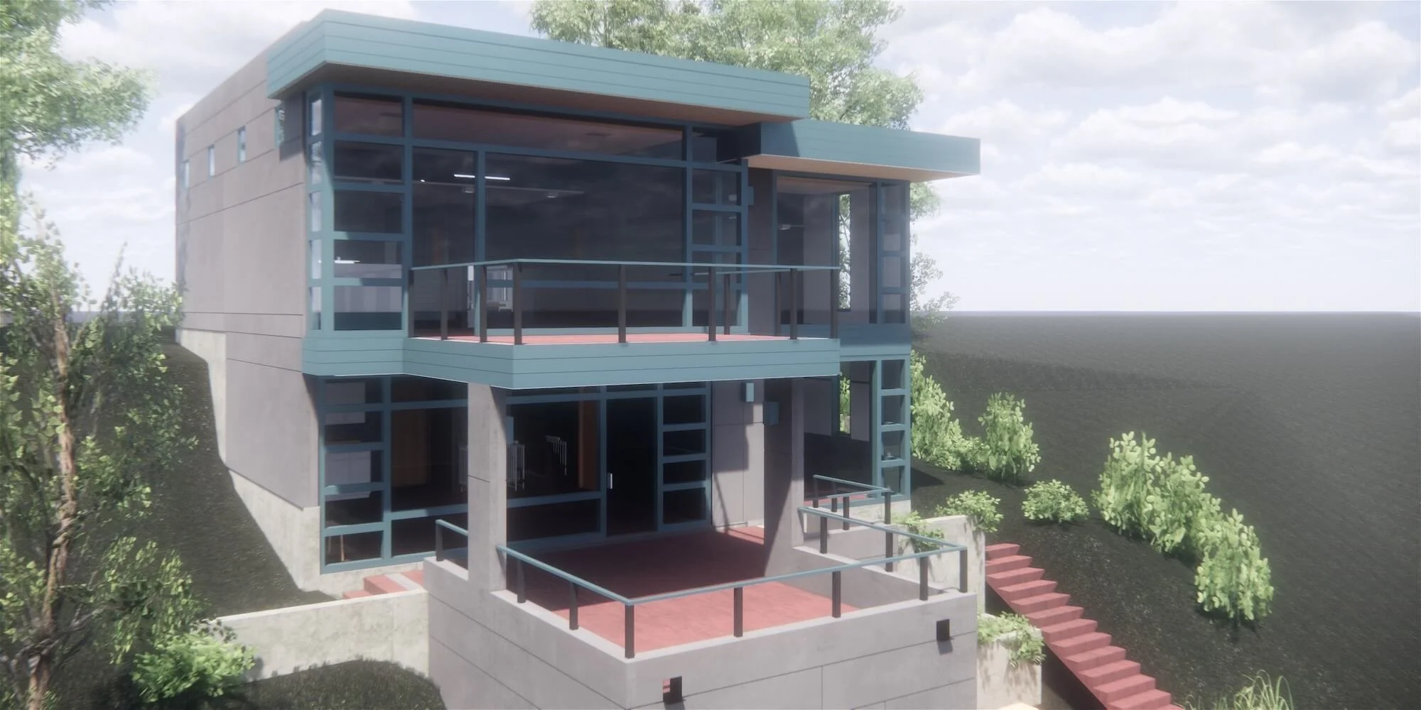 _Lakeside view rendering of second and third level of custom designed home with expansive windows.jpg
