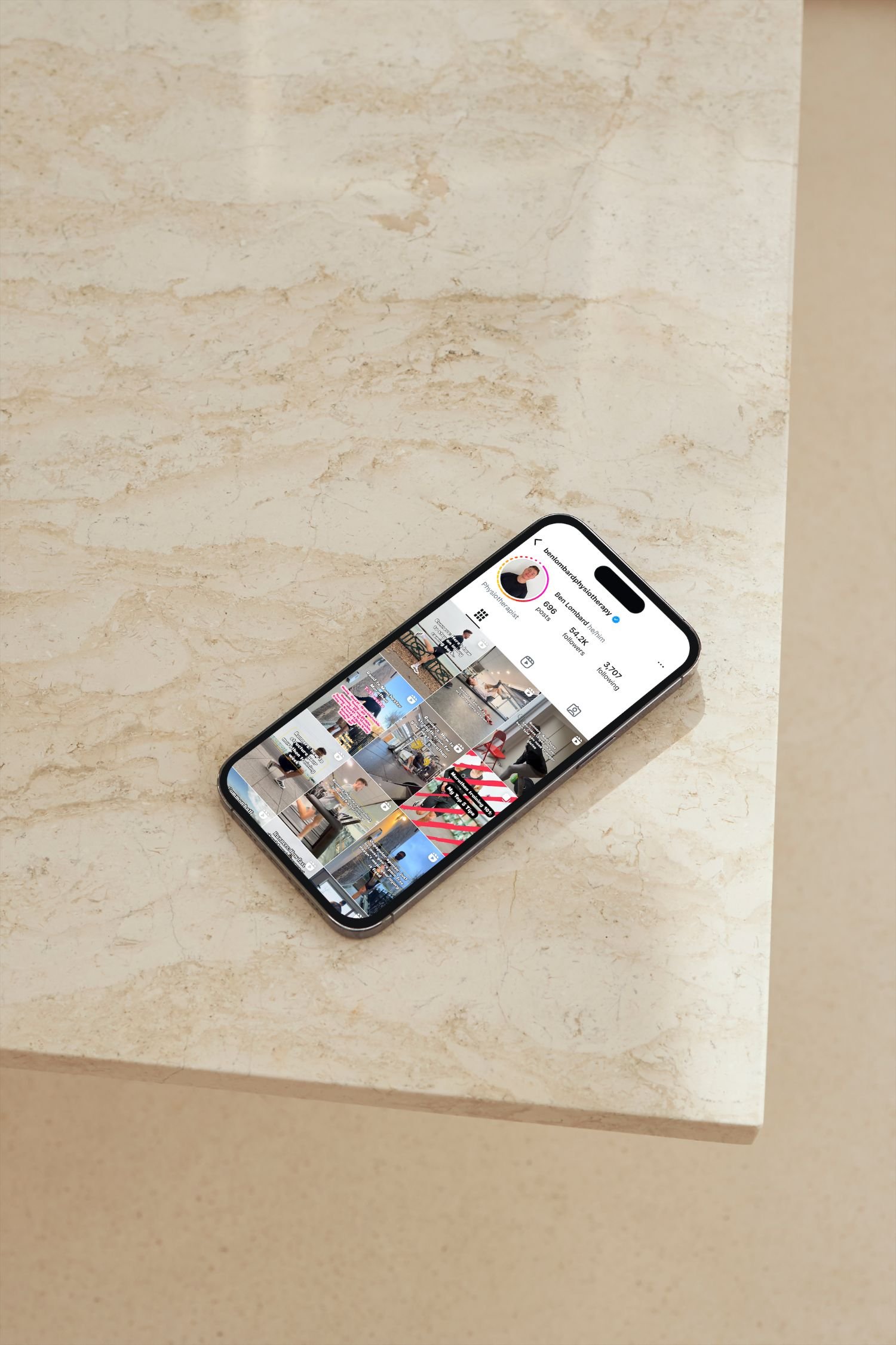 Phone showing an Instagram profile, representing hooks and viral content formats