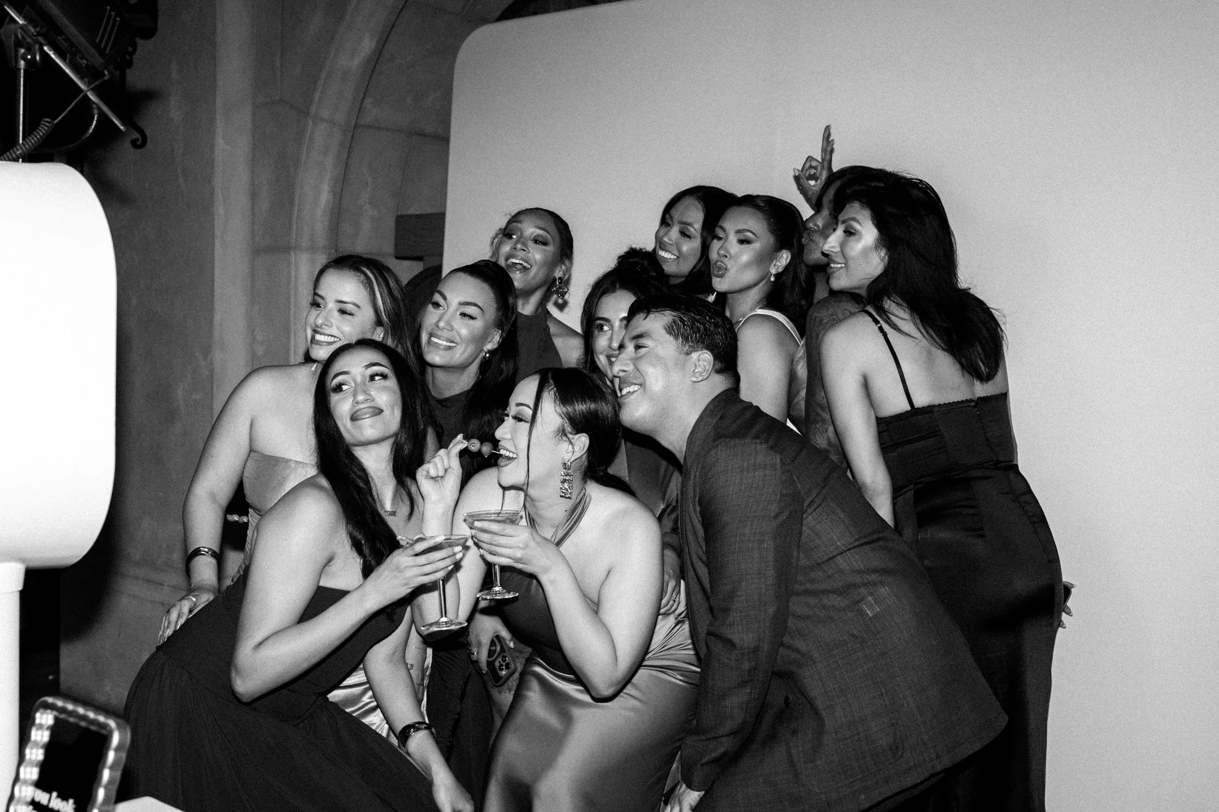 Wedding guests at the photo booth in Fallbrook